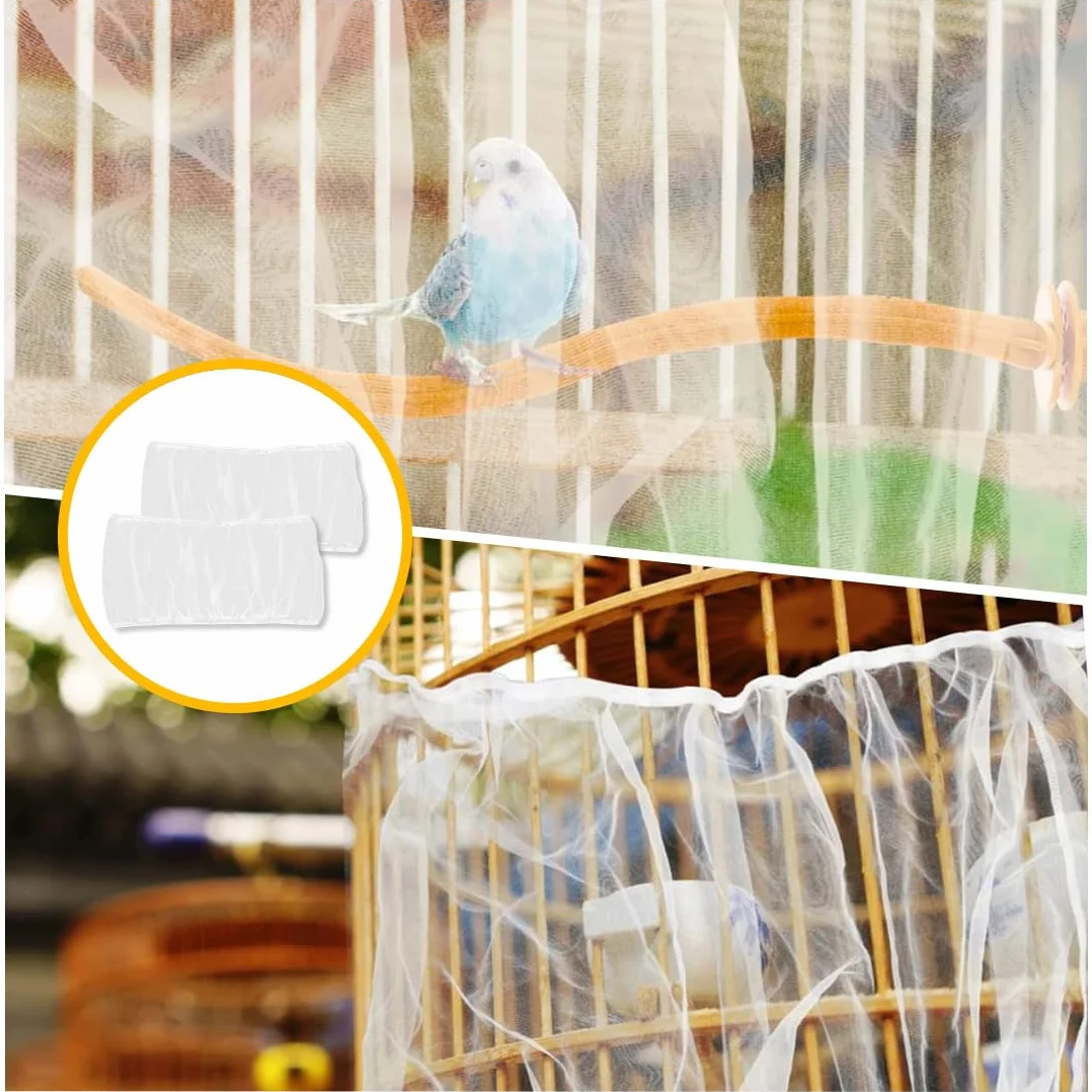 Copertura per Gabbia per Uccelli, Rete Protettiva Regolabile, Raccogli Semi, Nylon Mesh per Pappagalli