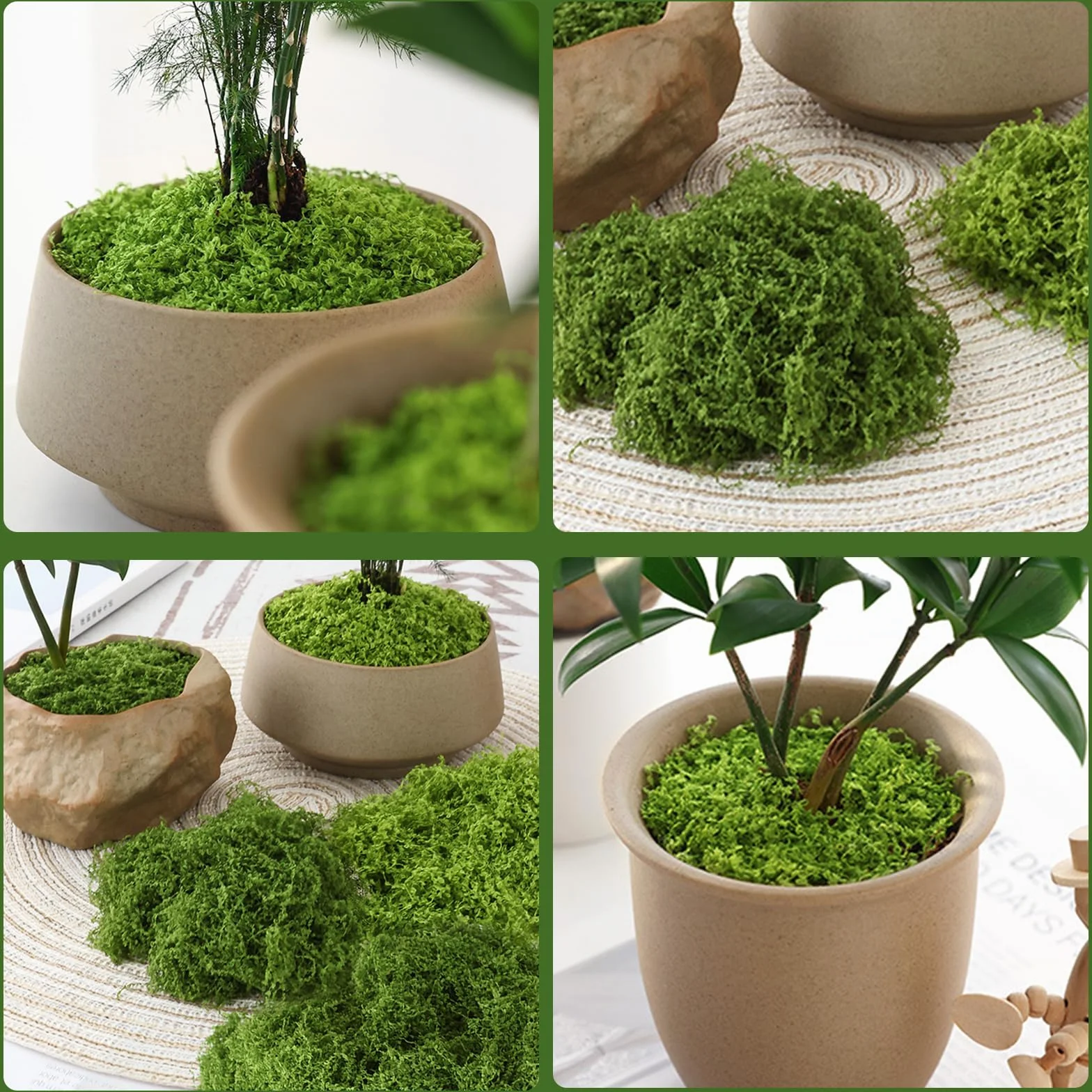 Muschio Finto per Decorazioni 100g, Muschio Stabilizzato Nylon, Artificiale Muschio Sintetico per Acquario Modellismo Terrario Casa Decori
