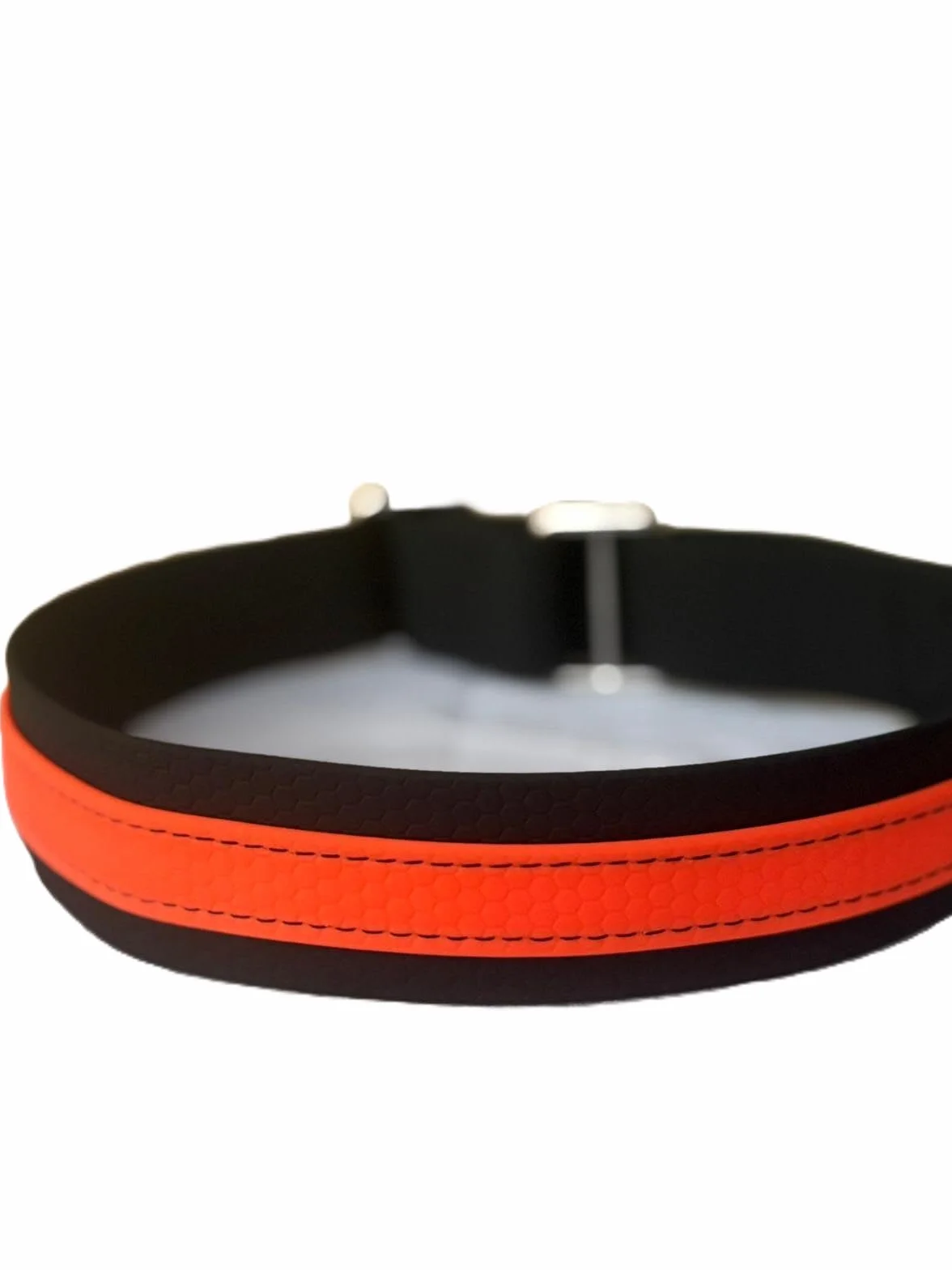 Collare a scorrimento limitato BIOTHANE-HEXA NERO-ARANCIO FLUO L