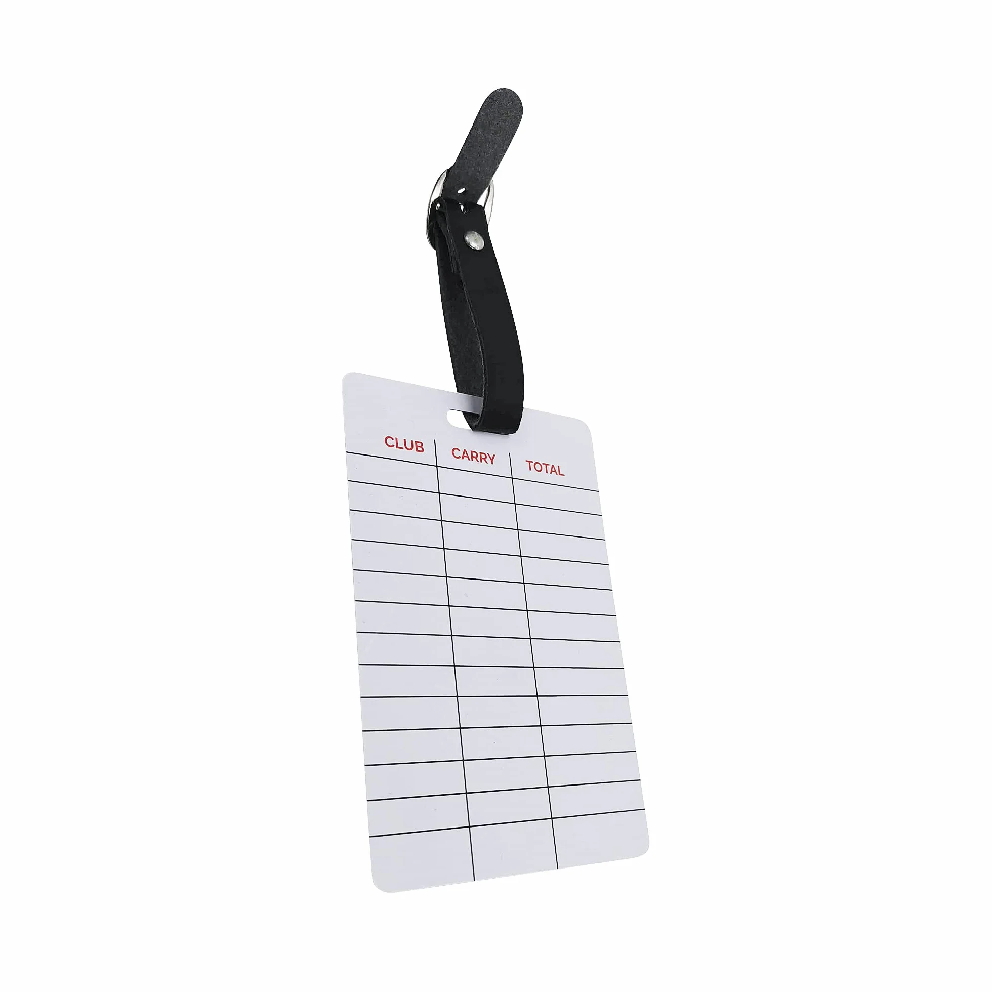 Golf Gapping Chart Bag Tag - Club, Carry & Total Distance Matrix