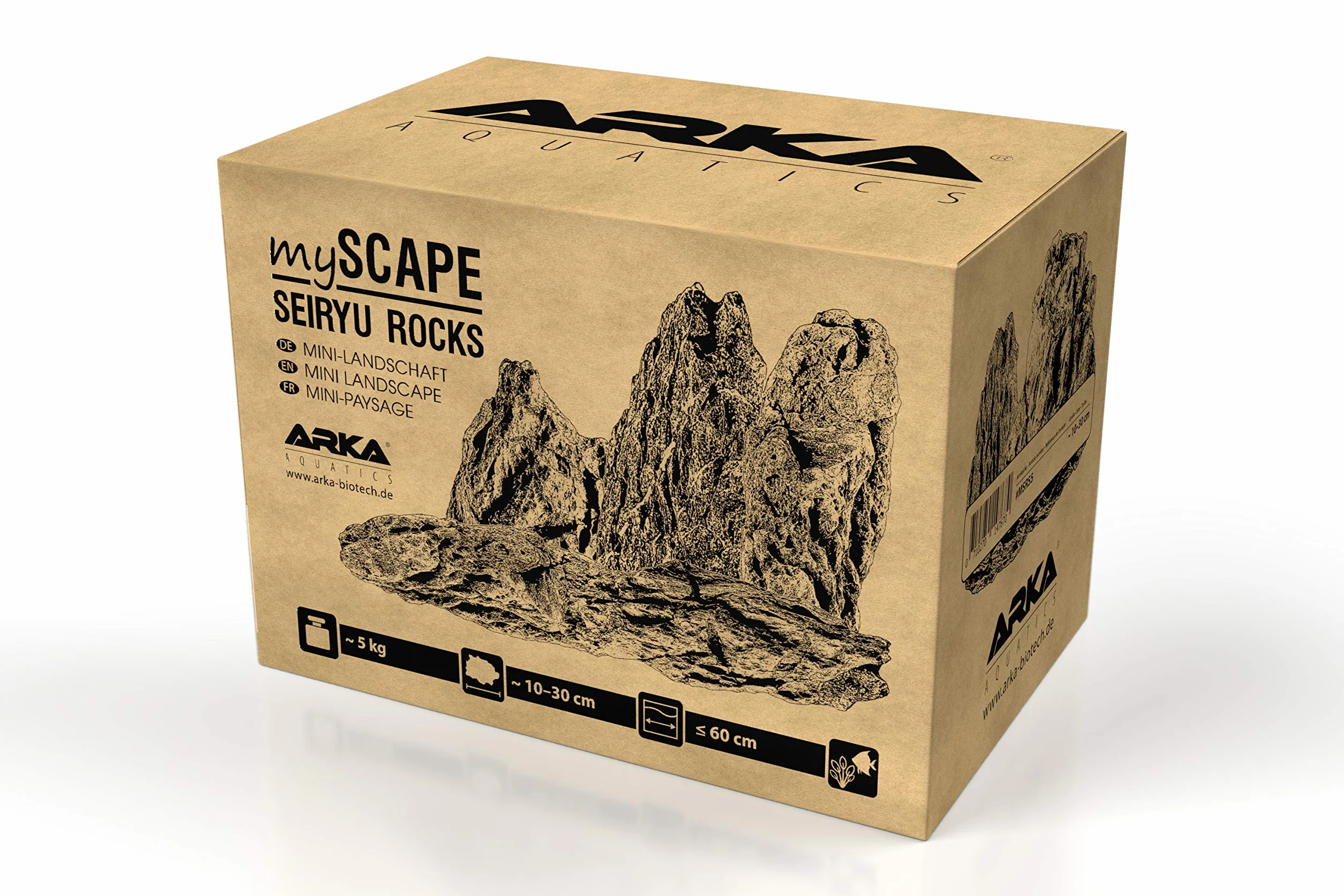 ARKA myScape-Rocks Seiryu Mini Landscape Natural Rock for Unique Aquascapes in Any Freshwater Aquarium & Terrarium, Ideal for Aquarium Widths up to approx. 60 cm, 5 kg, Grey, M