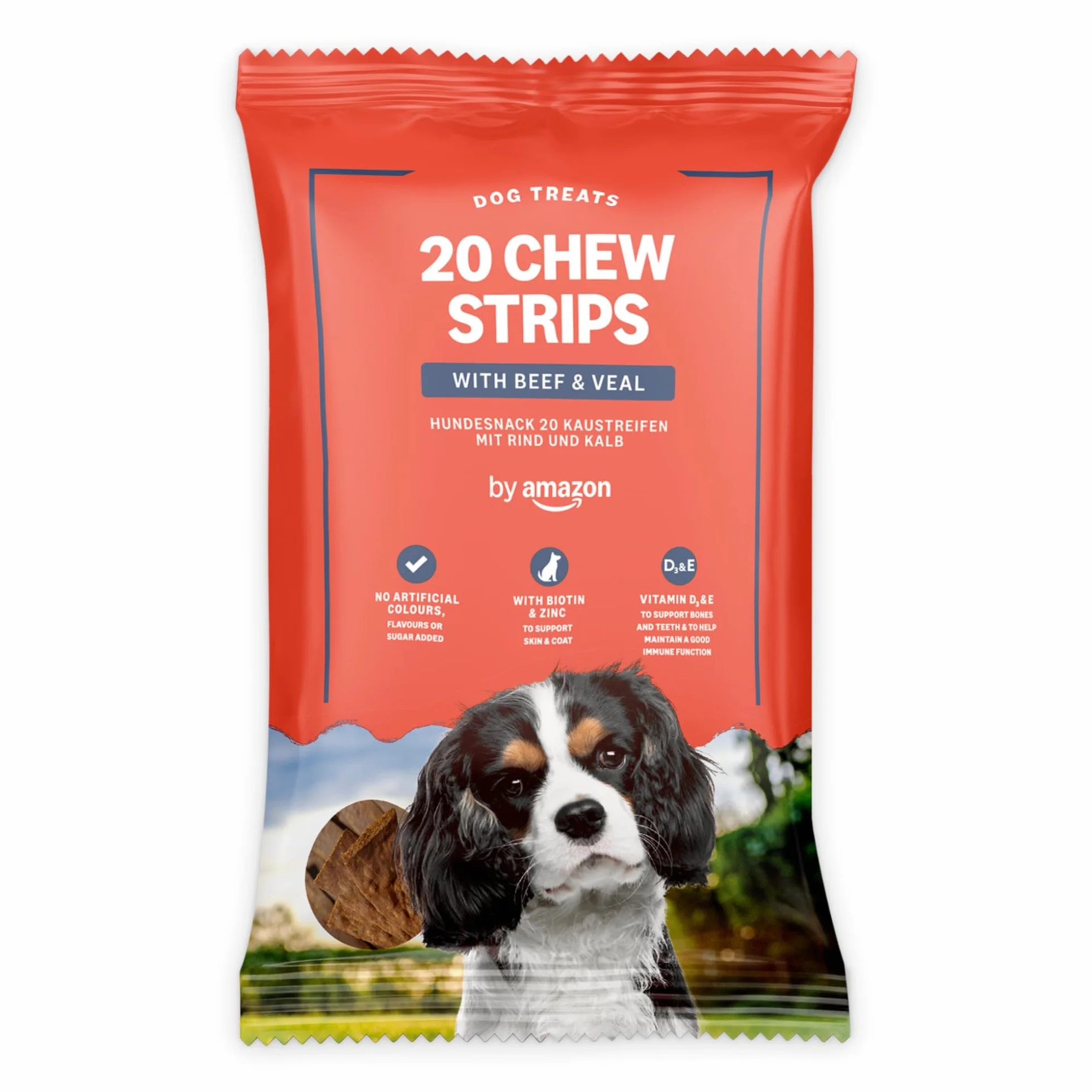 by Amazon - Snack per cane, 20 masticare strisce con manzo e vitello, 200 g
