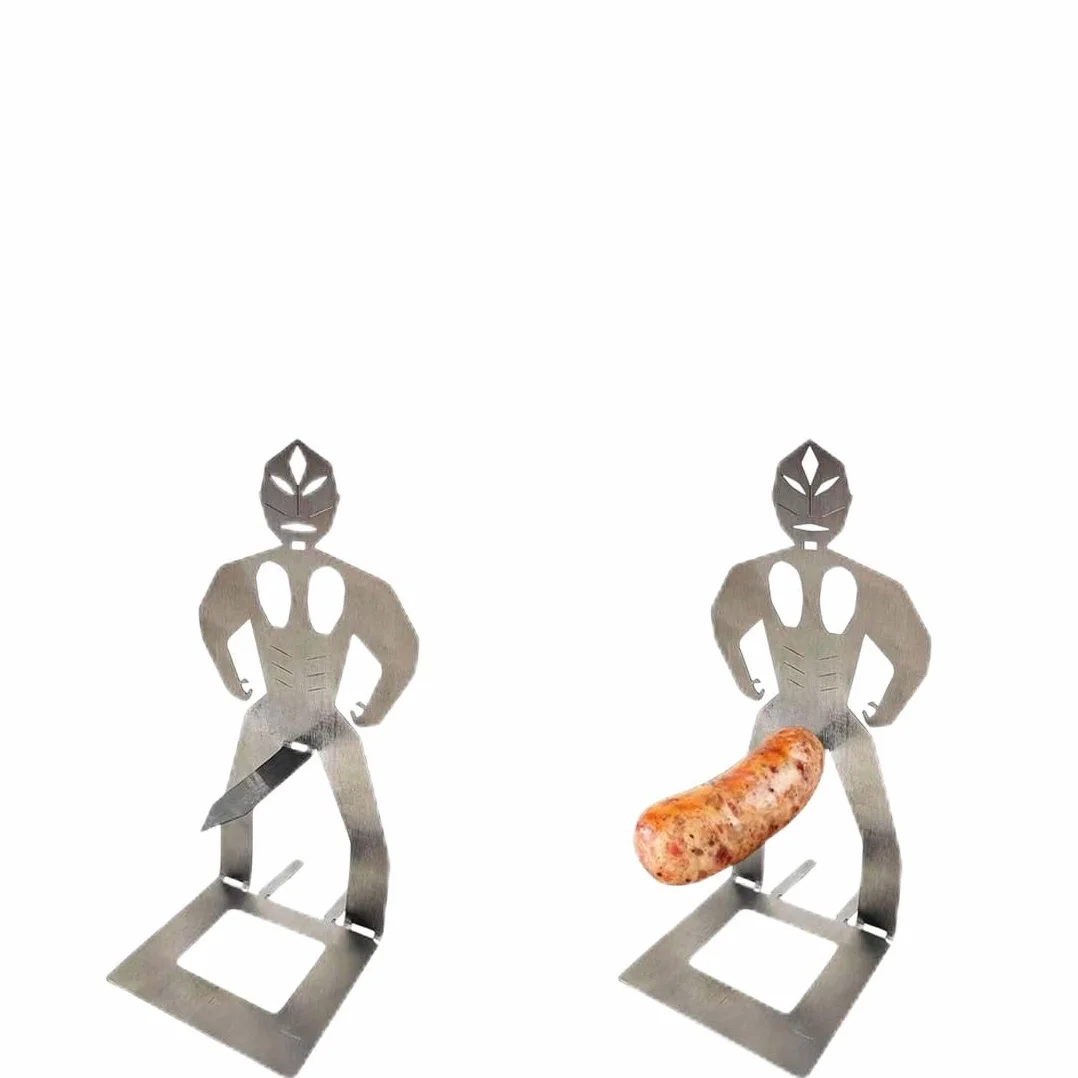2 Pezzi Divertenti Porta Hot Dog, Accessori Barbecue Divertenti, Acciaio Inossidabile, Supporto per Salsicce in Piedi, per Campeggio Picnic All'Aperto Cucina