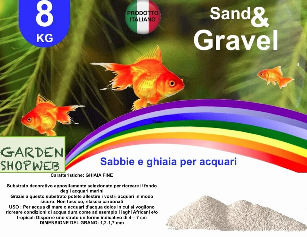 SABBIA O GHIAIA QUARZO BIANCO 4KG 8KG PER ACQUARIO SECCHIELLO RIGIDO RICHIUDIBILE BIANCA FINISSIMA