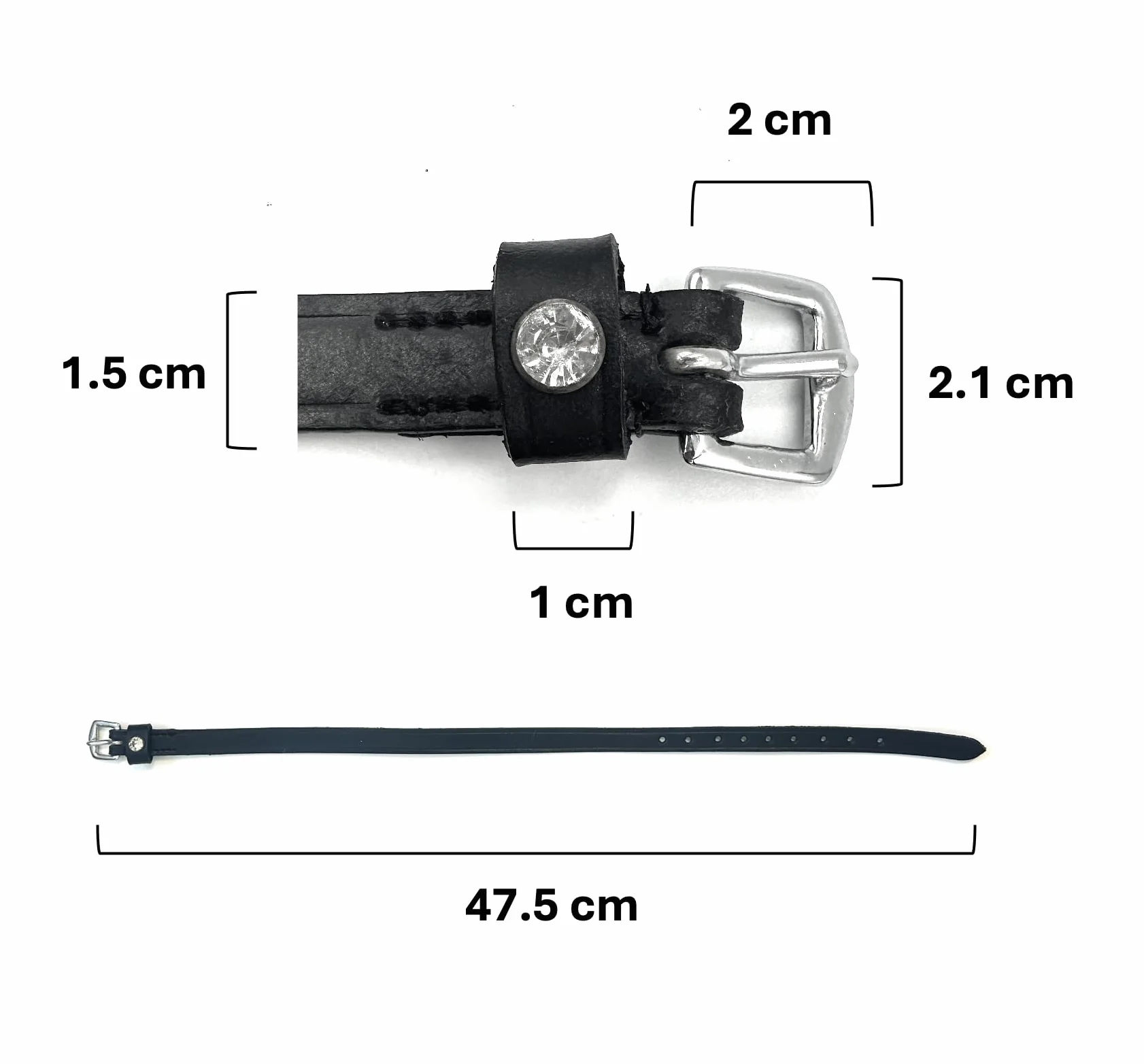 ES4010 Fila di Spore con Strass Cristallo in Pelle per Spore di Ricambio Accessori Cinghia di Cavallo, Cinghia per Spore di Equitazione Fissaggio di Spore (Pelle Nera/Strass Neri)