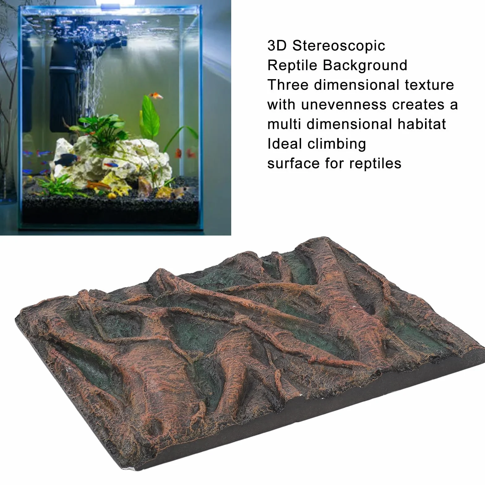 Sfondo per Acquario in Pietra, Sfondo per Acquario in Schiuma con Effetti 3D, Parete per Acquario, Sfondo per rettili per terrario (H)