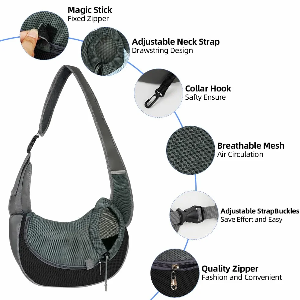 AUYAO Borsa da Viaggio per Cani, Regolabile Borsa da Trasporto per Cani Piccoli, Trasportino da Passeggio per Cane, con Tasche, Marsupio per Cane/Gatto Fino a 5 kg, per Passeggiata e all'Aria Aperta