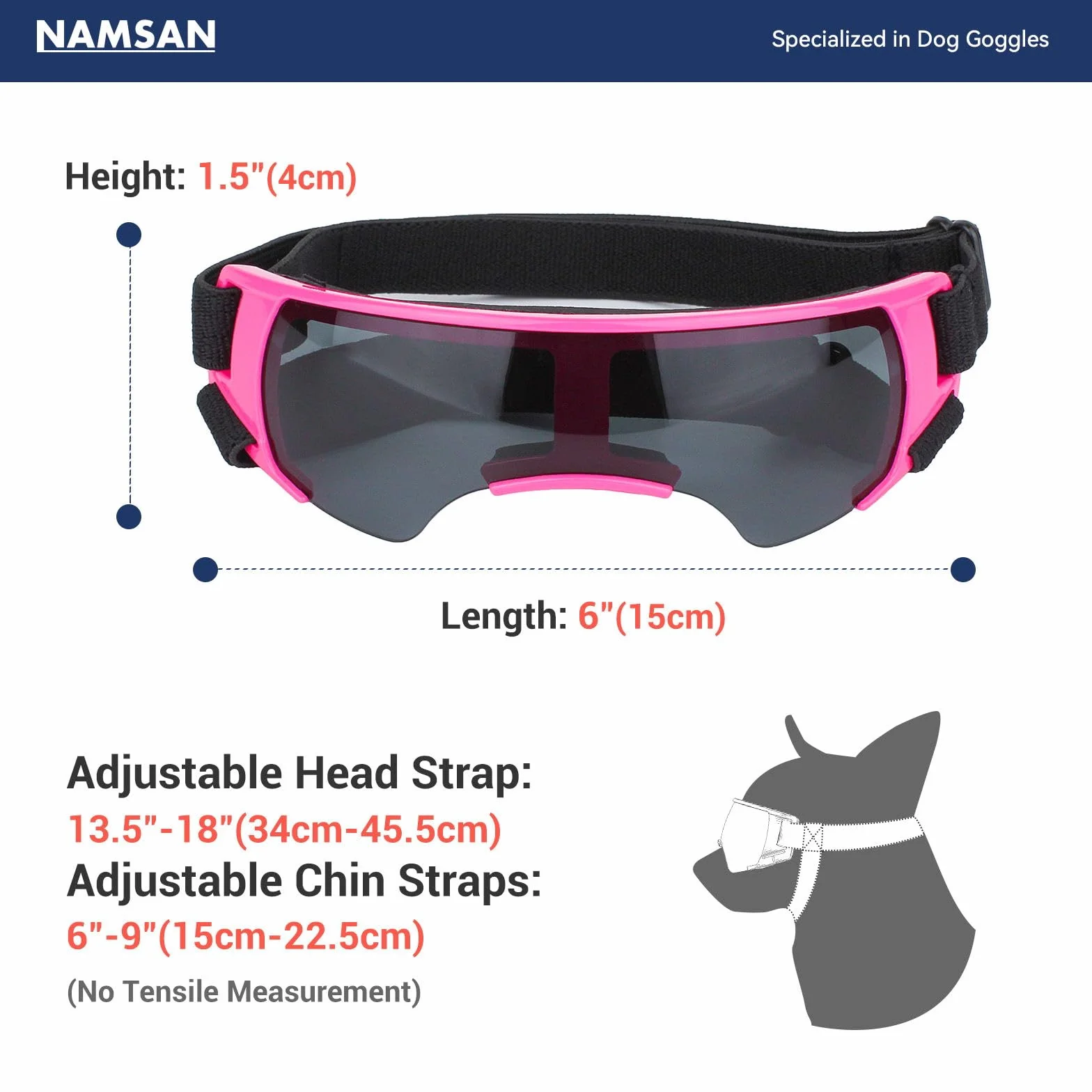 NAMSAN Occhiali da sole per cani di piccola taglia, occhiali protettivi per cani di piccola taglia, antivento, impermeabili, con elastico regolabile, rosa