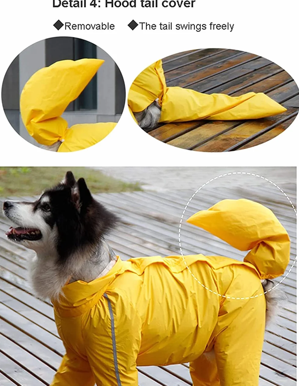 Siqi Pet Supplies Protezione Completa della Pancia a Quattro Zampe Copertura Impermeabile per Cani di Grossa Taglia Coda Impermeabile Poncho per Cani di Taglia Media e Grande-Yellow Bitch||11XL