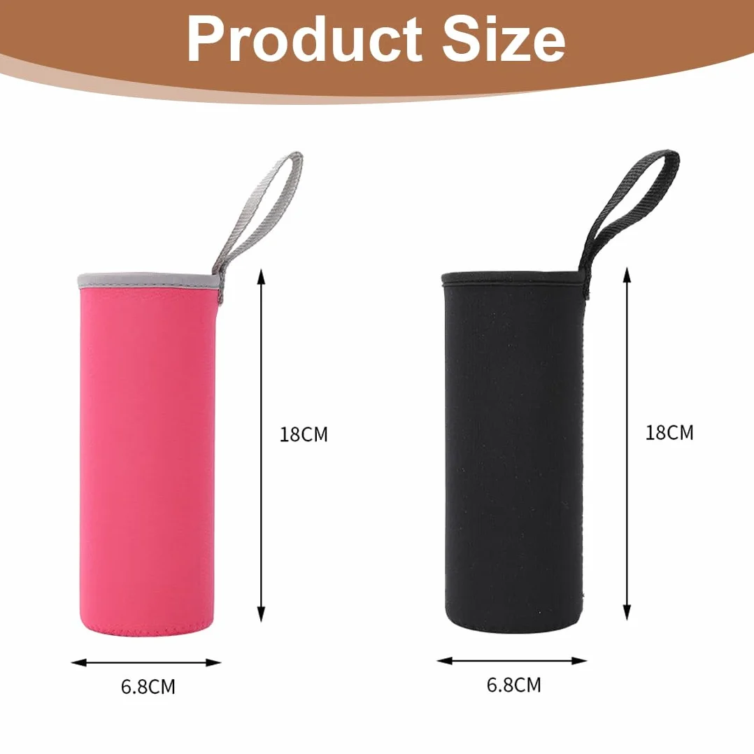 Custodia in Neoprene per Bottiglie 550ML Borsa Protettiva per Borraccia Acqua Nero Rosa