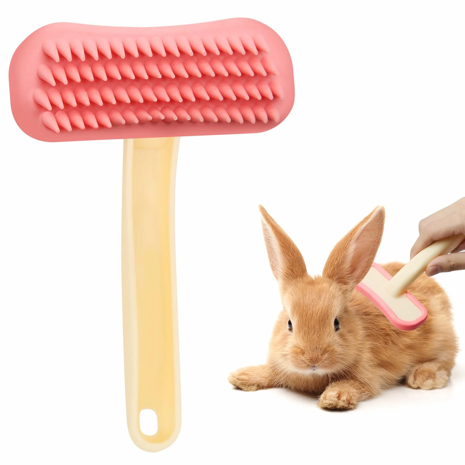 Spazzola per conigli, pettine massaggiante in silicone morbido per piccoli animali, pratica spazzola per conigli per la toelettatura, kit per la toelettatura, adatto a gatti, cuccioli