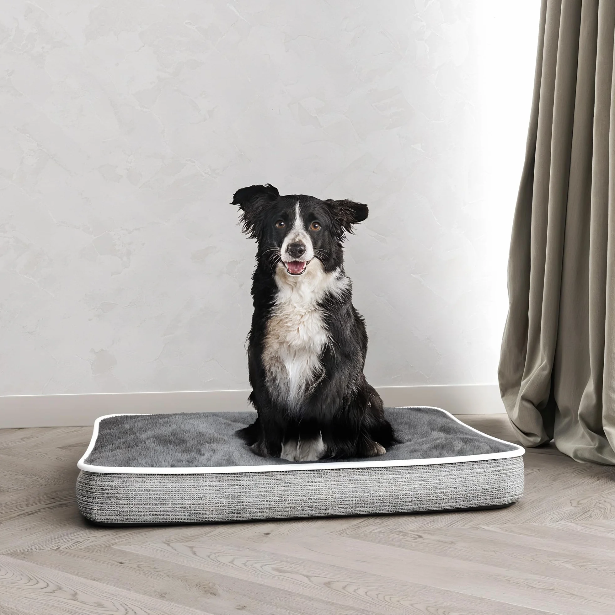 Cuscinone 4 stagioni per cani e gatti, cuscino sfoderabile con zip e lavabile - Letto imbottito, cuccia in pile per l'inverno e tessuto waterproof per l'estate - 89x65 cm GRIGIO CHIARO