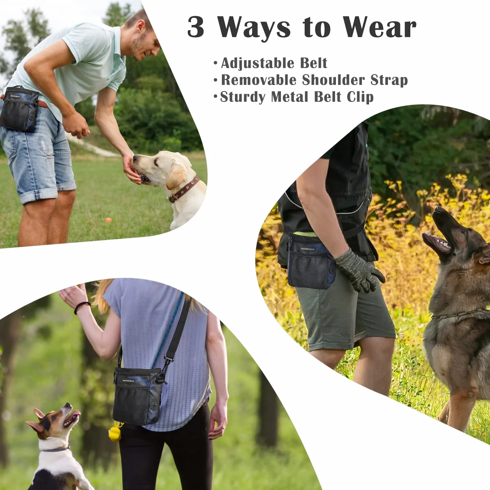 Waldseemüller Cane Snack Borsa, Borsa per Alimenti per Cani, Borsa Addestramento Cane Contenitore Cane Regolabile Addestramento Sacchetto di Allenamento