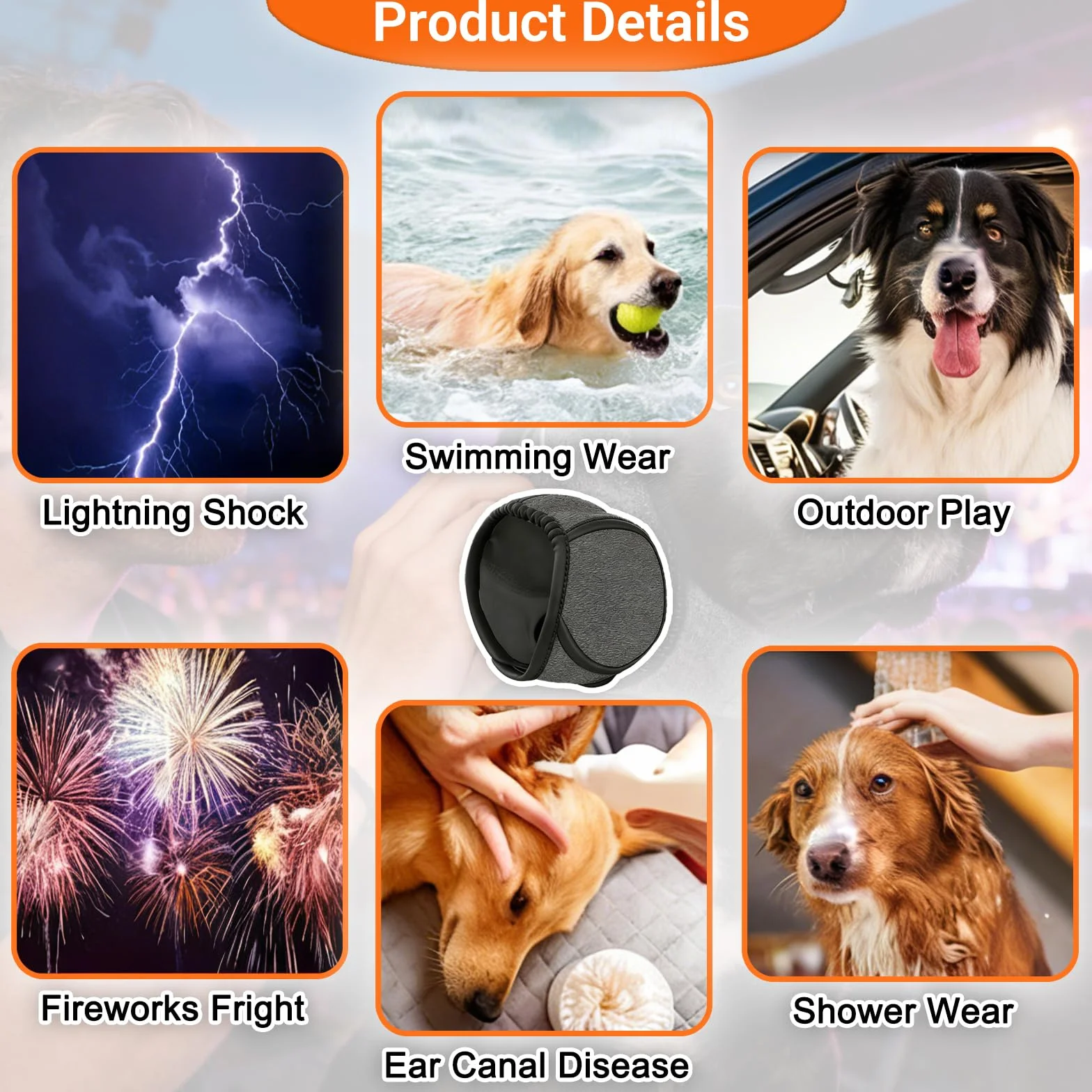 Paraorecchie per Cani Antirumore, Fascia Impermeabile e Traspirante – Protezione per Orecchie del Cane contro Rumori Forti, Vibrazioni, Freddo e Acqua, Ideale per Viaggi, Fuochi d’Artificio,