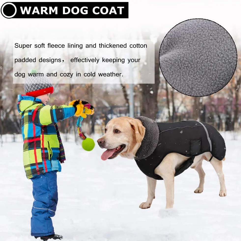 Cappotto caldo per cani riflettente impermeabile antivento giacca collo alto fodera in pile
