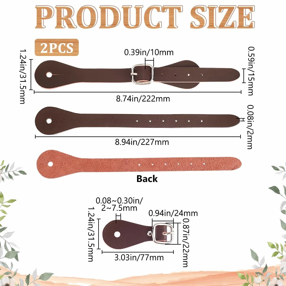 GORGECRAFT 2 pezzo di Cinturini per Speroni A Strato Singolo In Vera Pelle Nera Stivali Da Cowboy Regolabili Occidentali Fascia con Fibbia Staccabile Lacci per Scarpe Cinturino Alla Caviglia