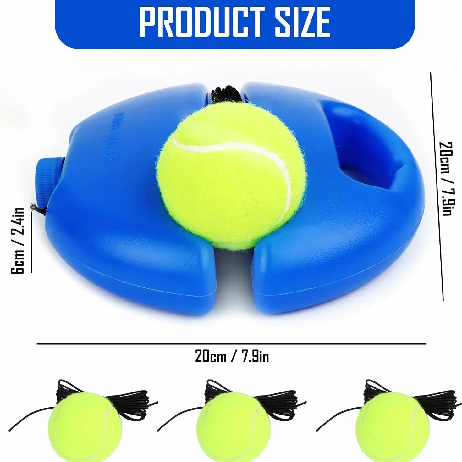 Byffoer Tennis Trainer Set da Tennis con 2 Palline di Rimbalzo Elastico per Allenamento Adulti Bambini Giocatori