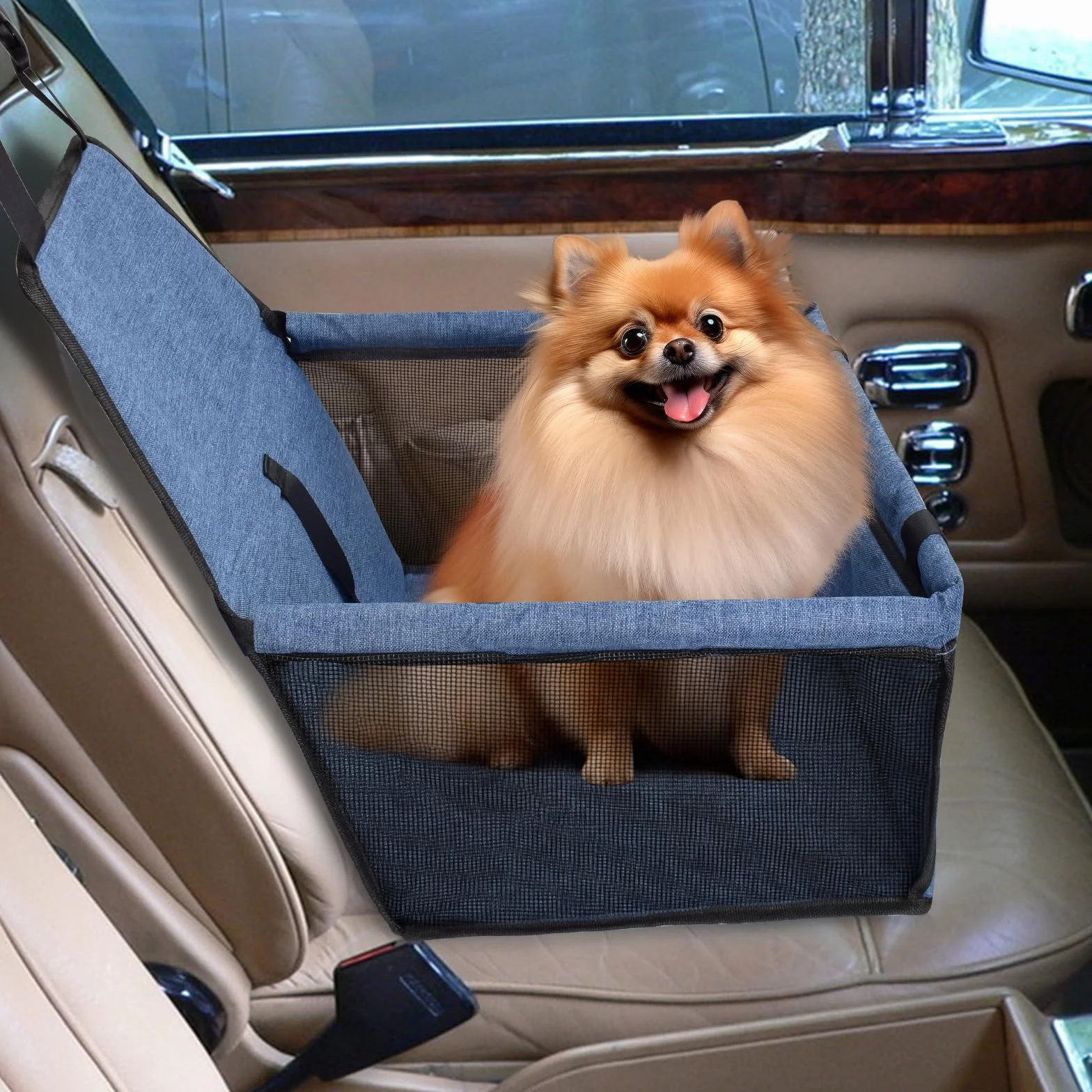 CIMOYBAI Seggiolino auto extra stabile per cani piccola media taglia pieghevole blu navy