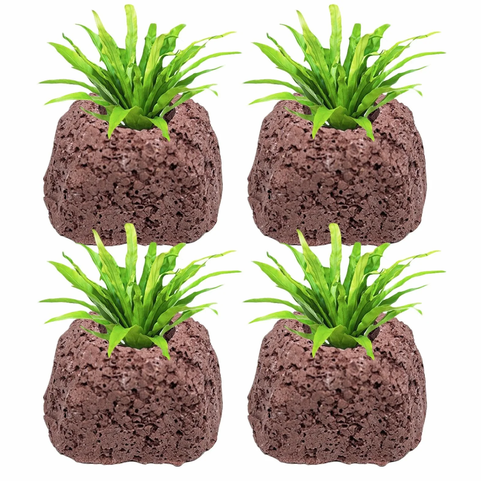 per piante da acquario, 4 pezzi, pietre vulcaniche con design anti-galleggiamento, decorativi con consistenza naturale, forniture per acquario, per eliminare gli odori