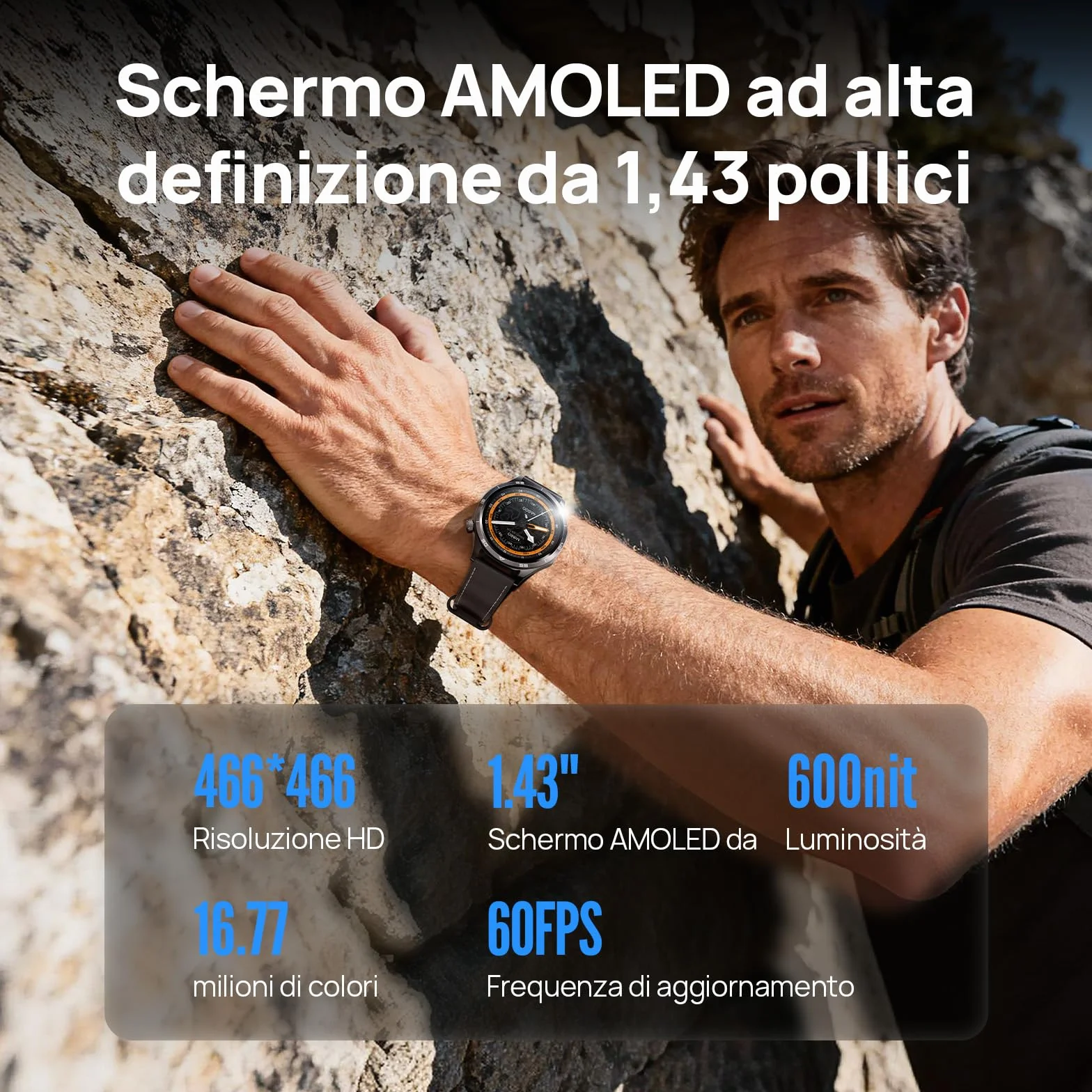 Mibro WATCH GT GPS Smartwatch per uomo donna con 1,43" AMOLED,Assistente intelligente,Chiamata Bluetooth,Design Elegante,100+ Sportivo e 5ATM, Autonomia 8 Giorni, Notifiche,iOS e Android