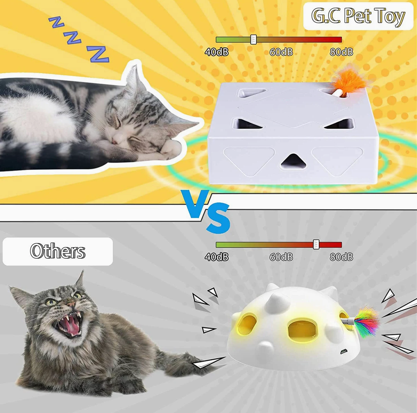 Ambush - Giocattolo interattivo per gatti, intelligente, elettronico, con piume rotanti, spegnimento automatico, divertente scatola magica per gatti, intrattenimento al chiuso, gioco di cattura