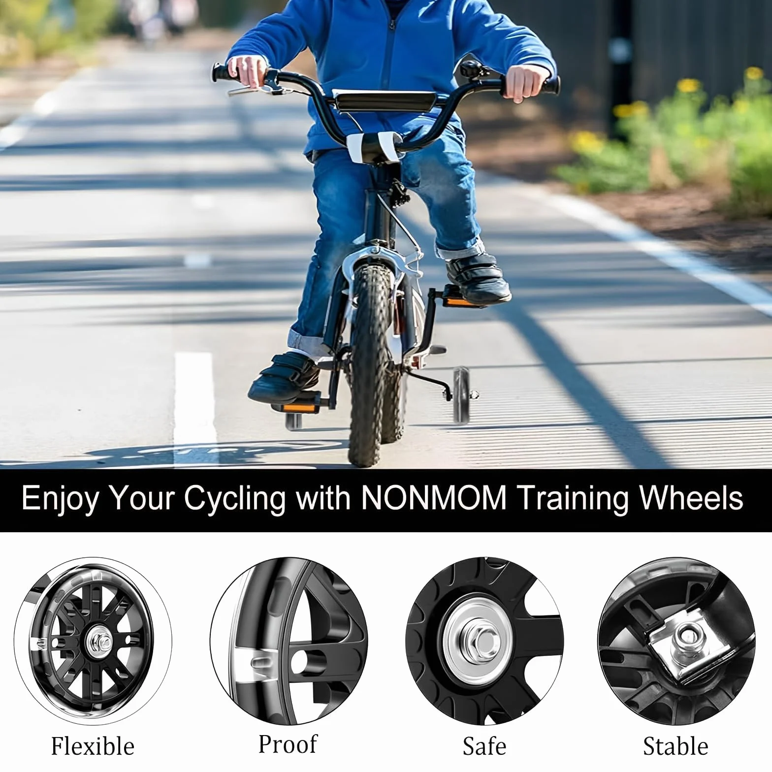 Rotelle bicicletta bambino,Ruote Ausiliarie per Biciclette,Rotelle Stabilizzatori,Training Wheels for Bikes Stabilizzatori,Ruote di Sostegno di Sicurezza
