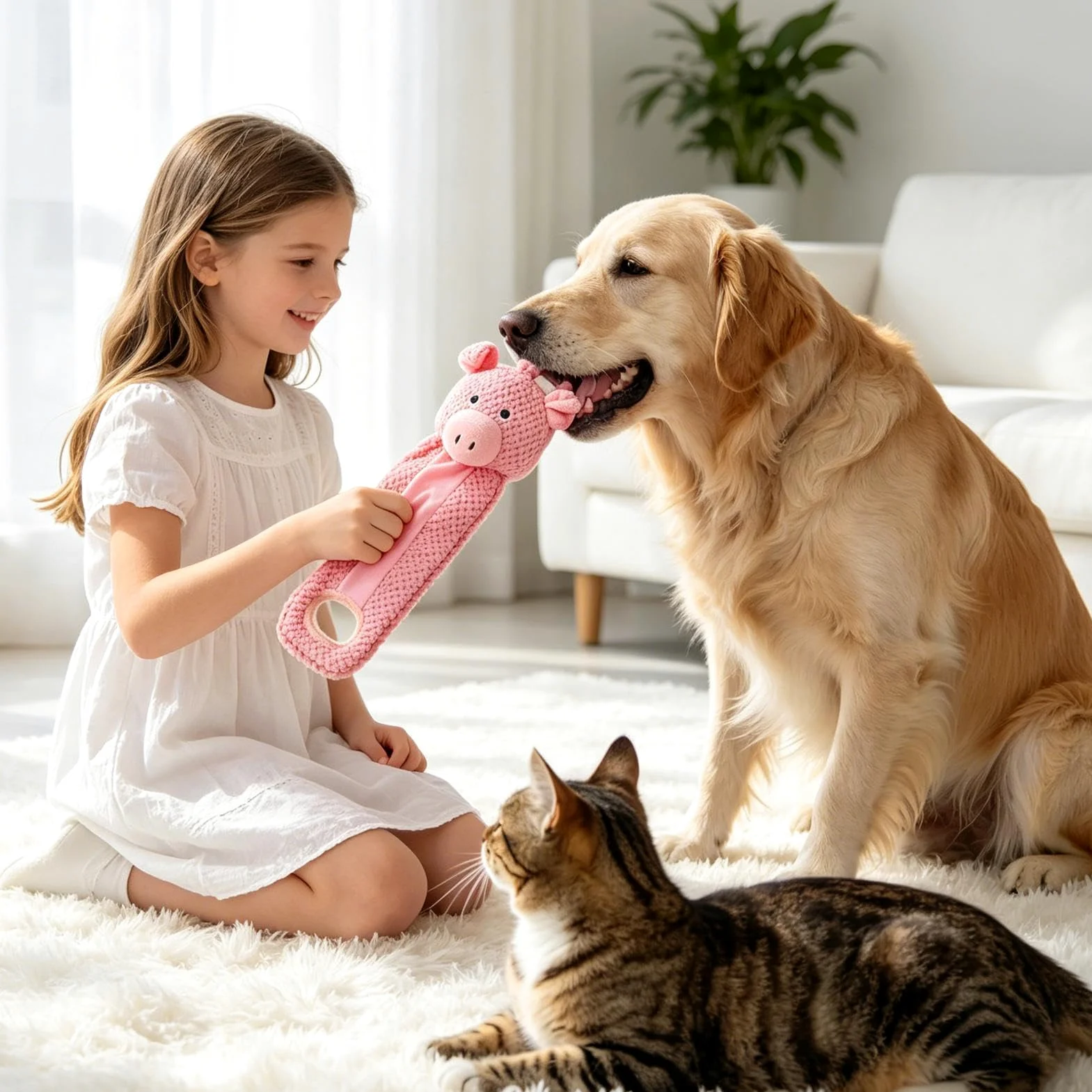 Giocattoli Dentizione Cuccioli Interattivo Squittente Resistente Alla | Giocattoli di masticazione robusti in peluche imbottito per cuccioli Per Casa Viaggio Auto Tiro Alla Fune Noia Ad