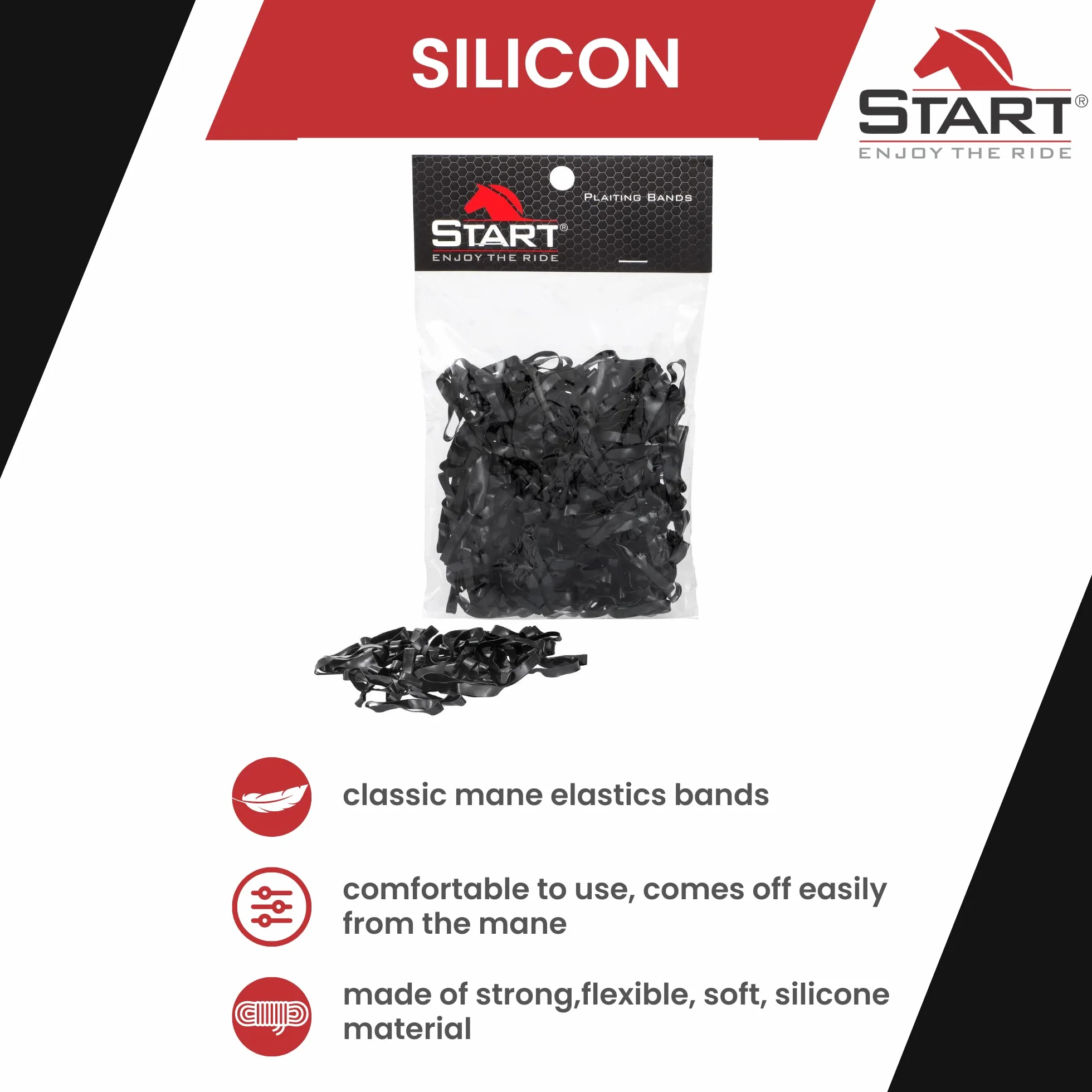Start Elastici in Silicone per Criniera Cavallo – Set 500 pz - Morbidi, Resistenti, Delicati sul Pelo per Trecce Perfette (Nero)