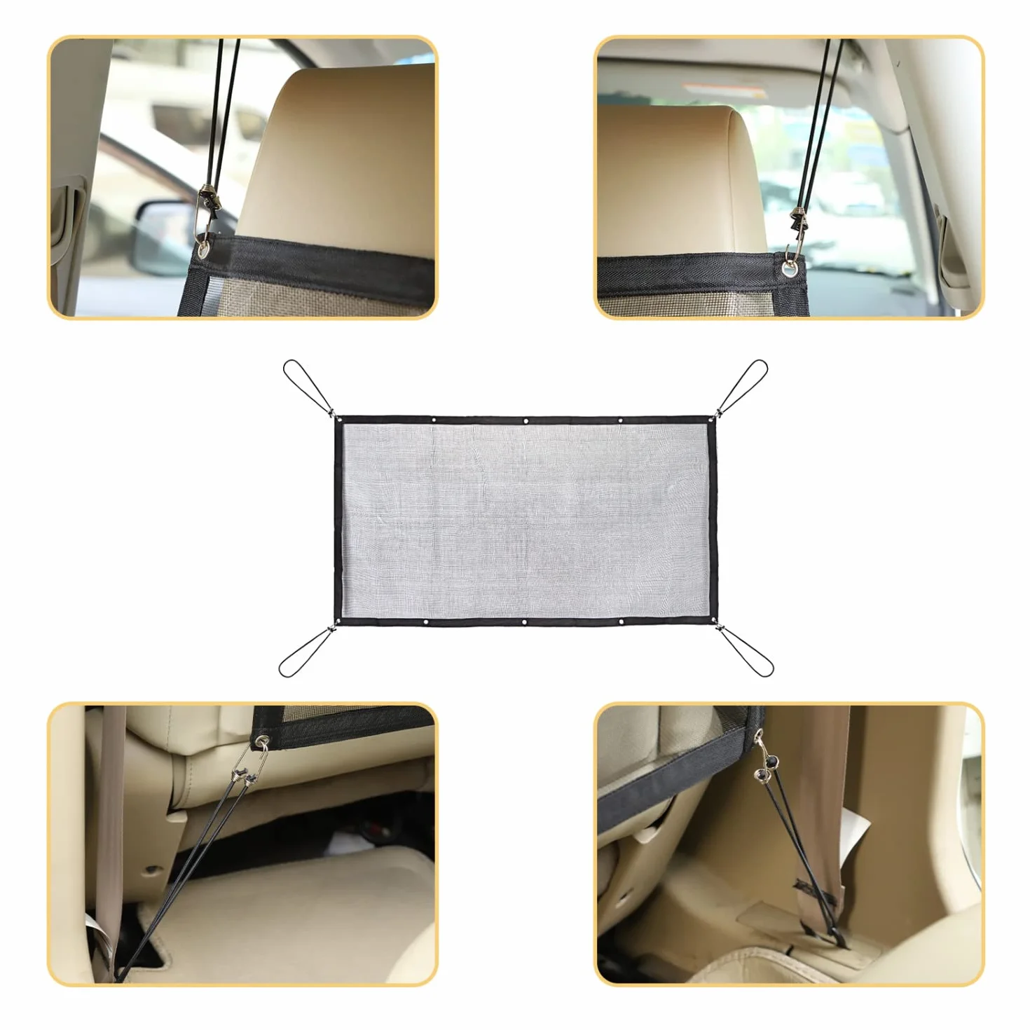 Nobleza Rete Divisoria Auto per Cani, Barriera di Sicurezza tra Sedili, Universale 115x62 cm, Facile da Montare, Rete di Protezione per Viaggio con Animali Domestici