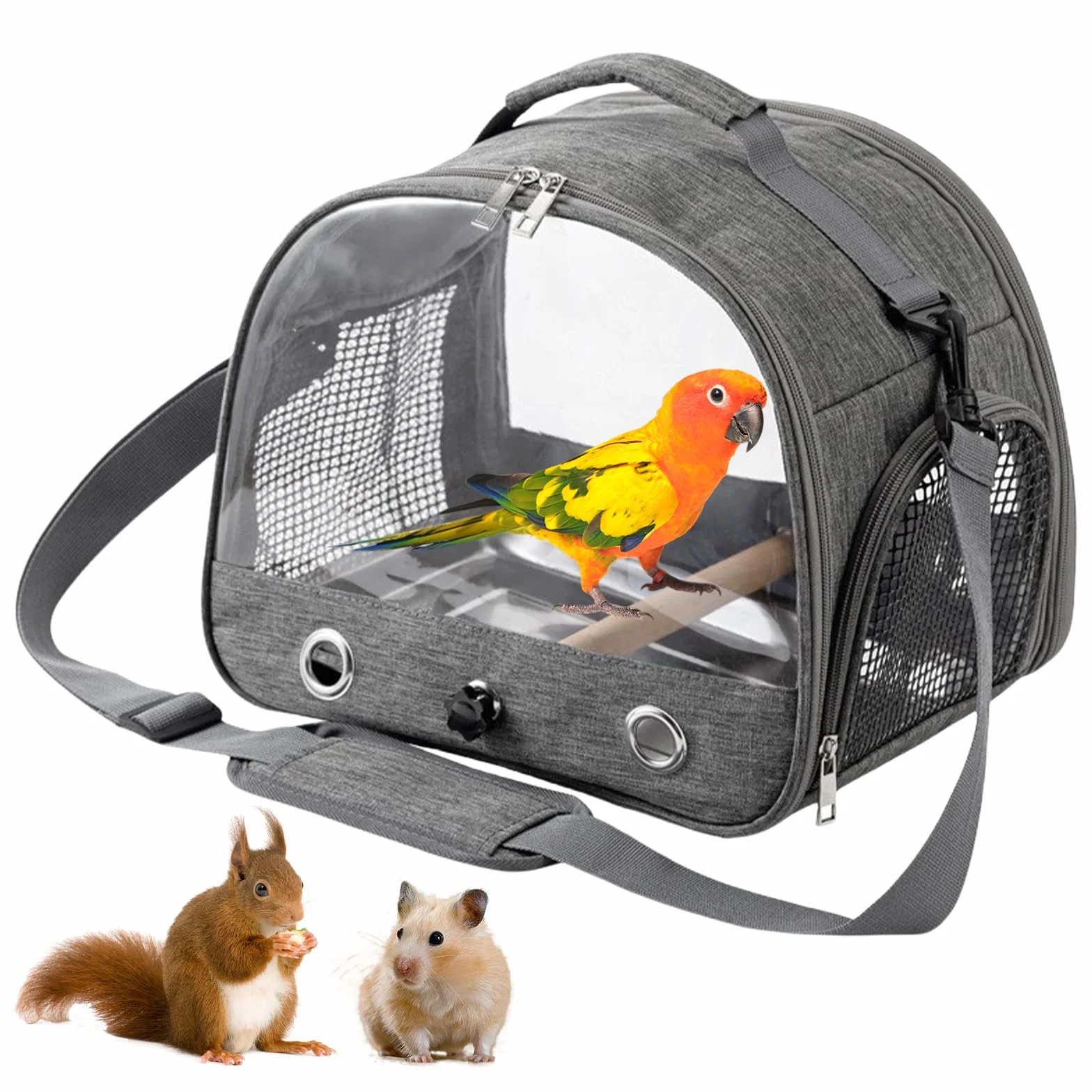 Bordeag Borsa Da Trasporto per Uccelli, Borsa Da Viaggio per Pappagallo, Gabbia Da Viaggio Portatile Zaino Uccelli Zaino Con Posatoio In Piedi Vassoio In Acciaio Inox Per Pappagallo Parrocchetto