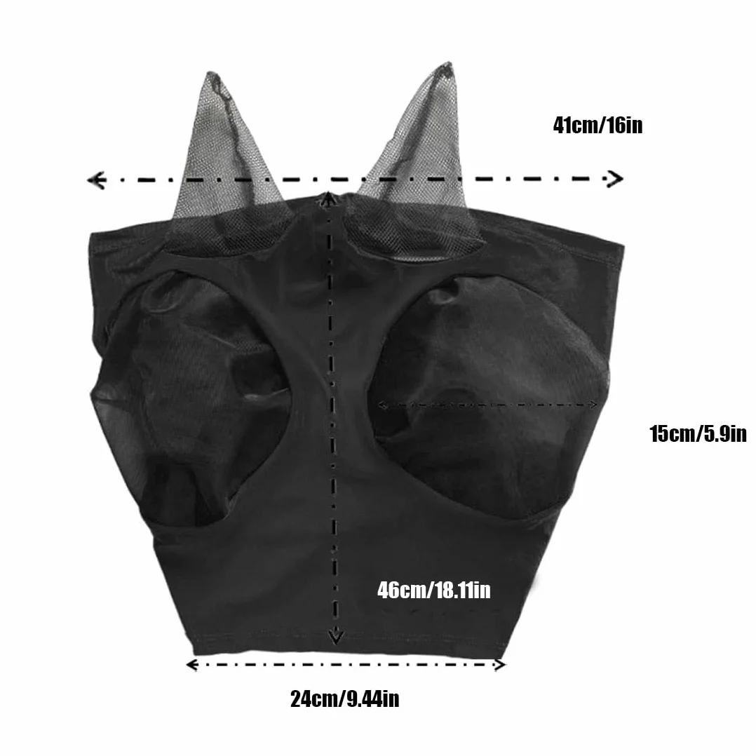 Maschere protettive per cavalli Maschera antimosche per cavalli Protezione UV Protezione antizanzare con protezione per le orecchie (nero)
