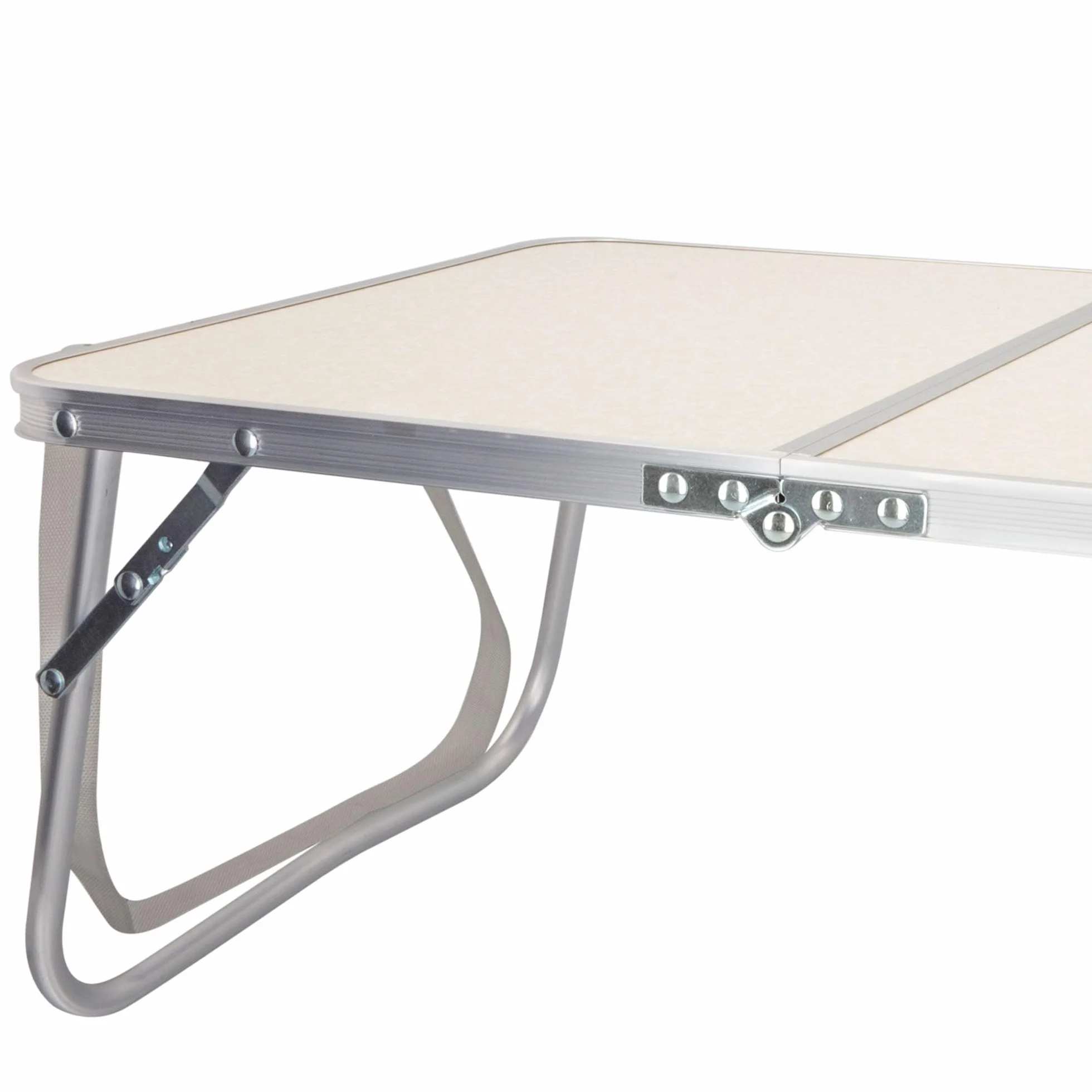 AKTIVE Tavolo da spiaggia pieghevole 60x40x25 cm crema metallo legno campeggio