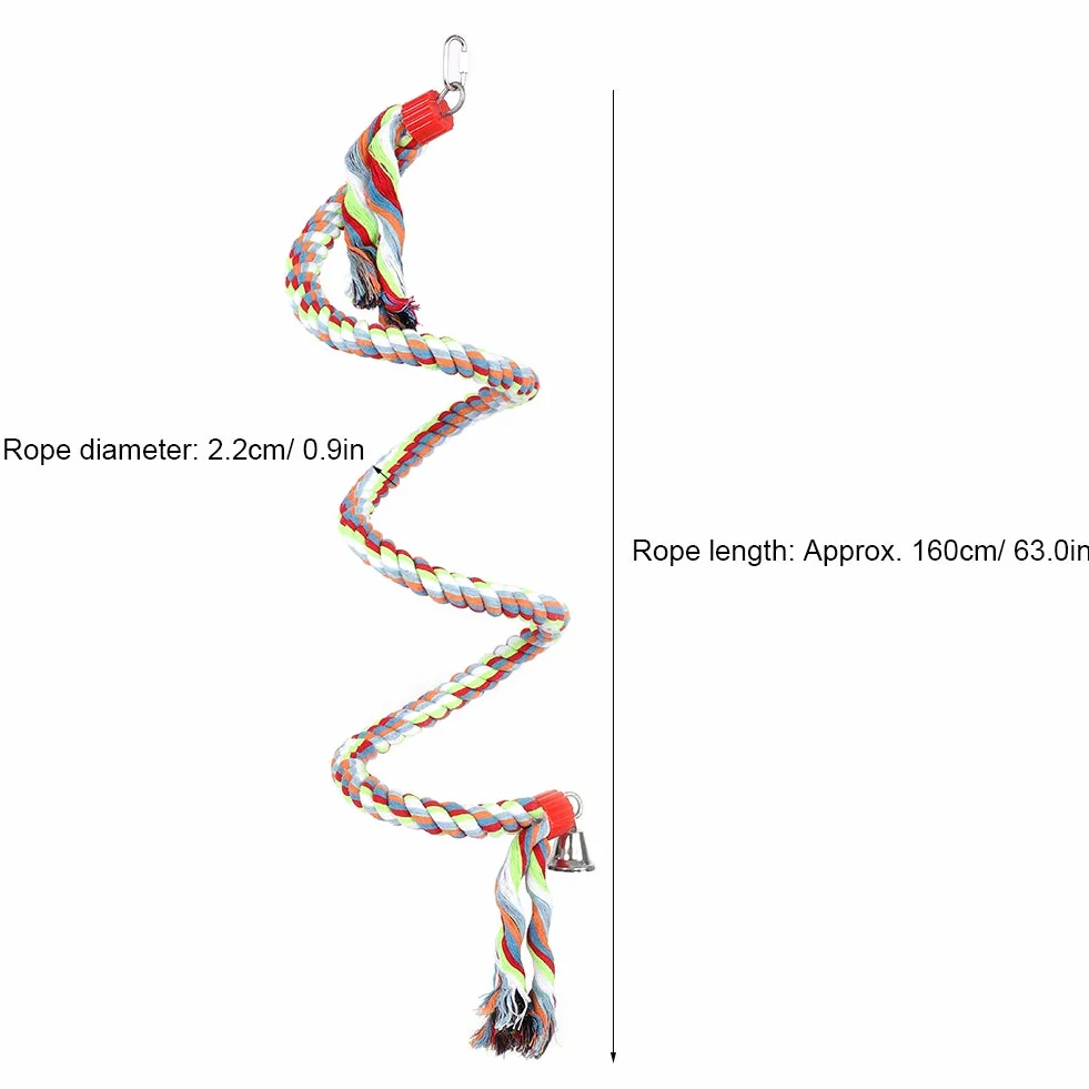 Bungee Altalena a Spirale per Pappagalli 1.6m Corda Campana Giocattoli Uccelli