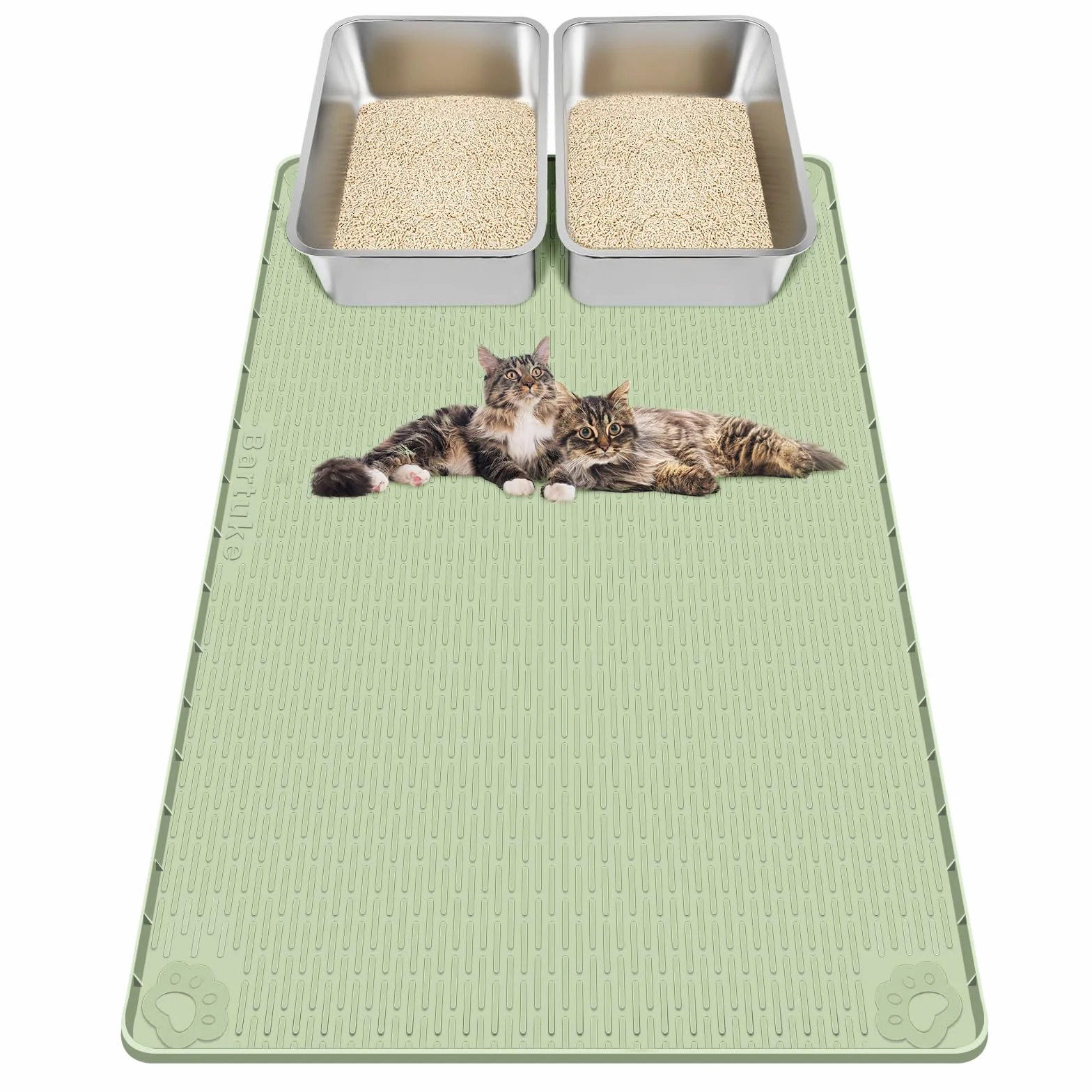 Tappetino per Lettiera Kalolary - Extra Large 101 x 71 cm Tappetino in Silicone per Gatti, Antispargimento, Morbido sulle Zampe, Impermeabile e Facile da Pulire (Verde (101 x 71 cm))