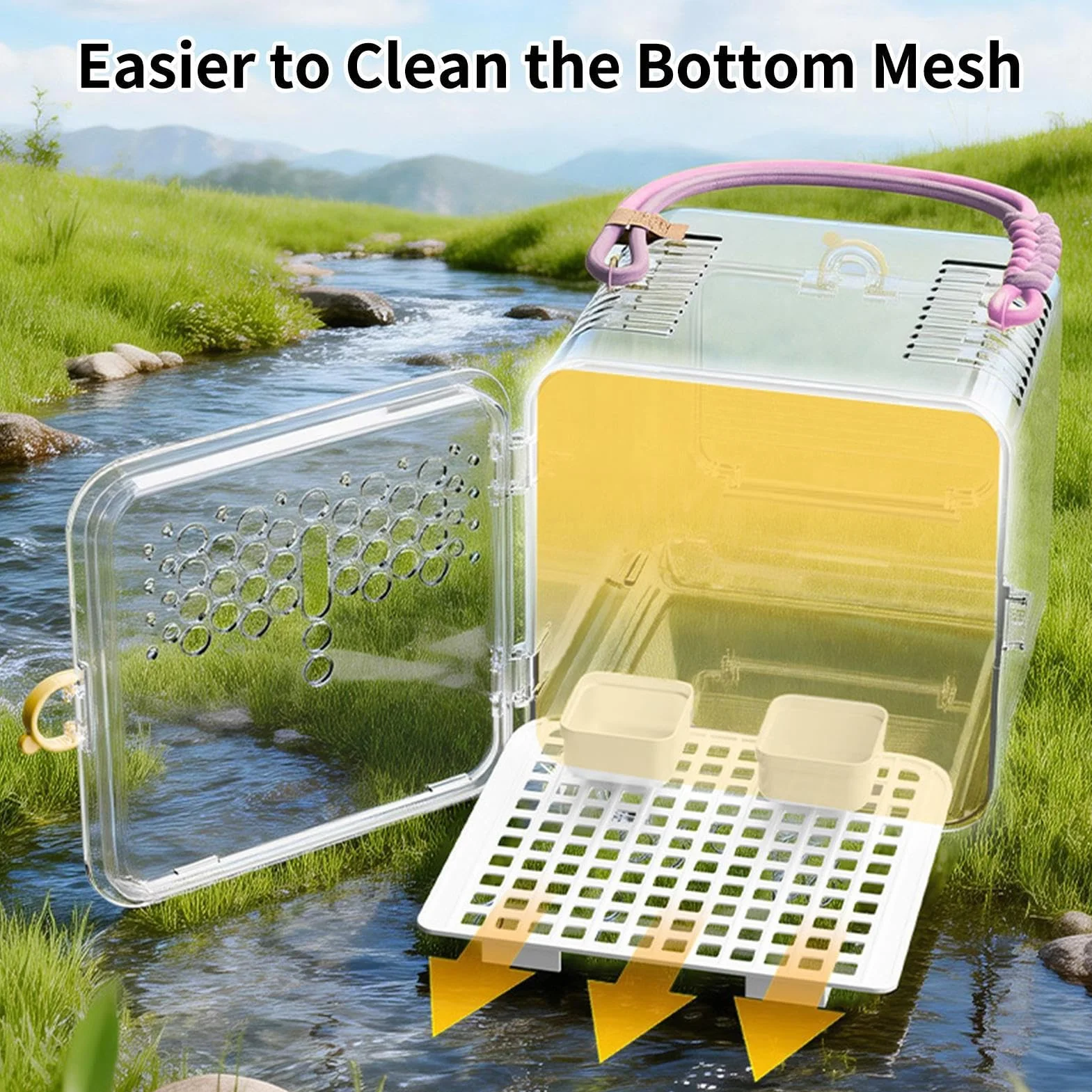 Transparent Bird Carrier - 7.87 Inches Portable Breathable Travel Cage | Nylon PET Parakeet Box For Conures Canaries Cockatiels Hamsters Outdoor Park Trips