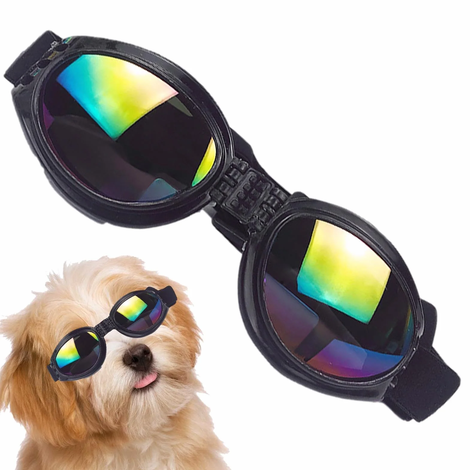 Occhiali da sole per cani - Occhiali per animali domestici da 4,72 pollici Protezione UV Cinturino regolabile | Dog Eye Wear - Ochiali per animali domestici elastici e comodi per l'uso in viaggio con