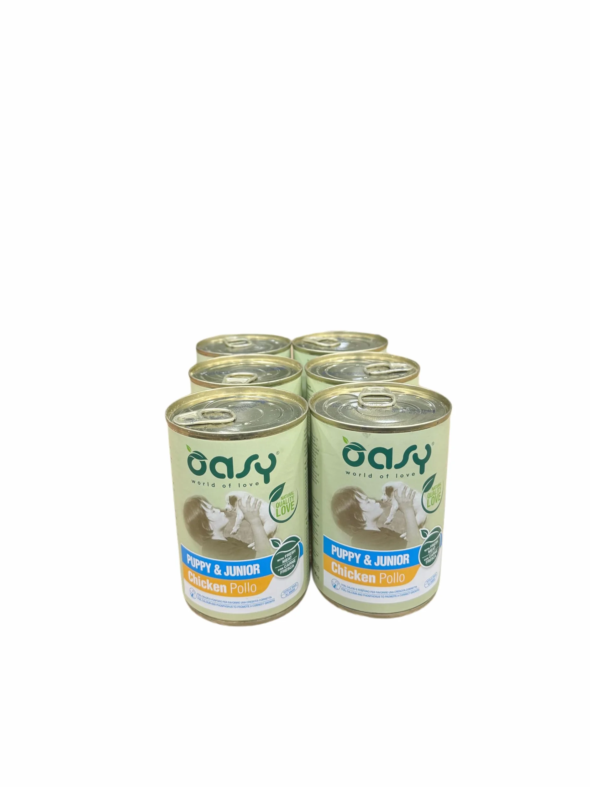 Oasy cane patè PUPPY gusto POLLO per cuccioli | 6 lattine da 400 grammi l'una.