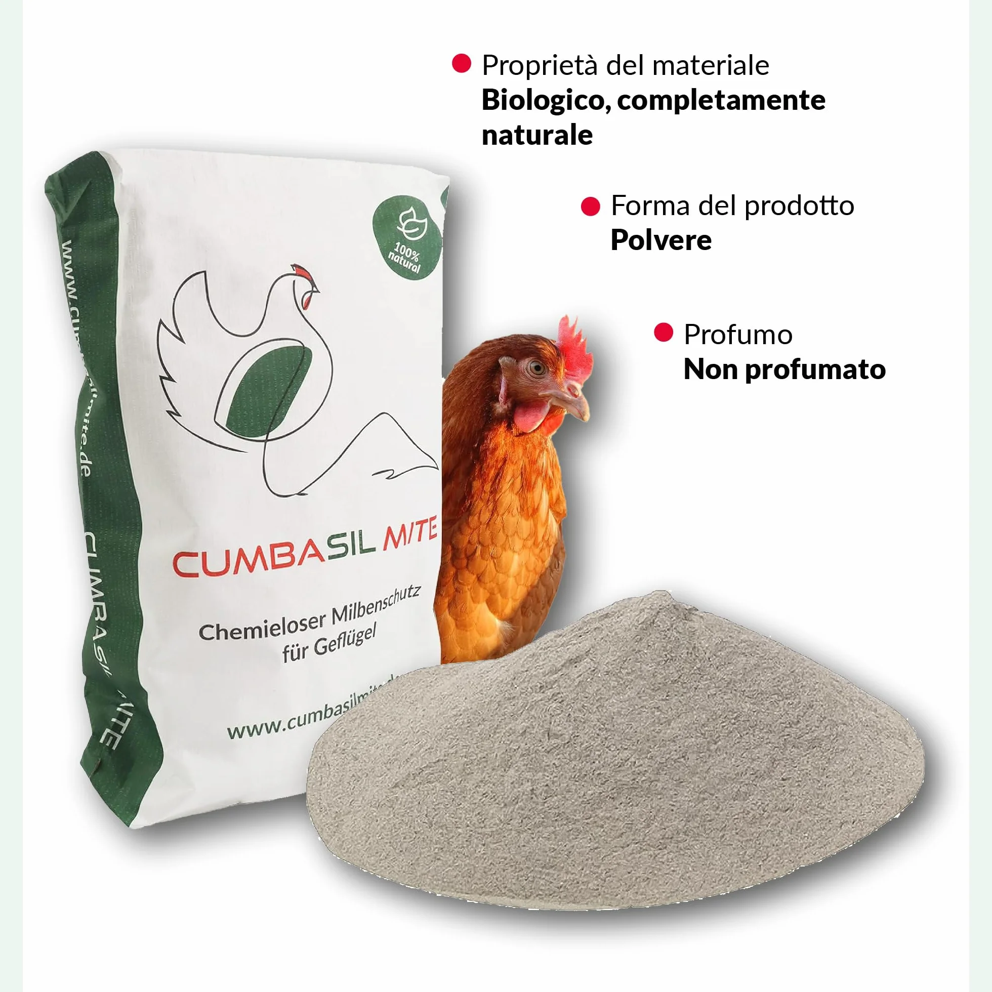 Bagno di polvere antiacaro per polli 25 kg, bagno di sabbia in polvere contro gli acari, rimedio antiacaro per polli, protezione antiacaro naturale, polvere