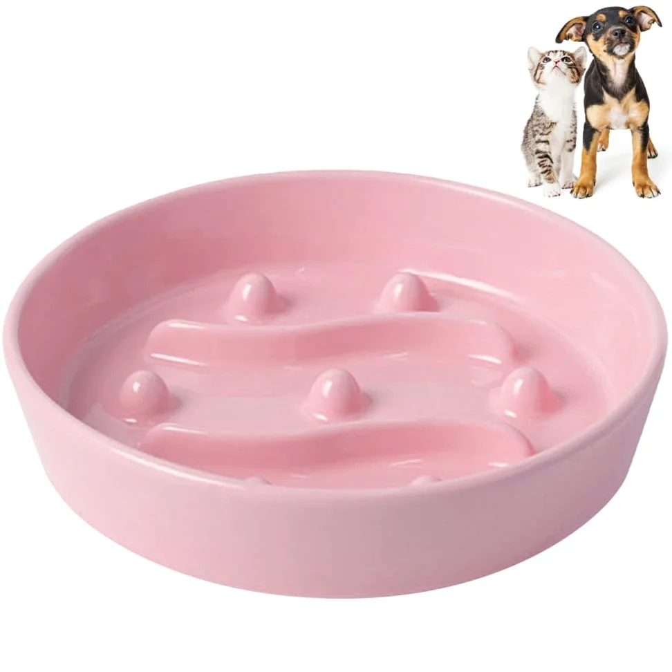 Ciotole Anti Ingozzamento per Cani, Ciotola Gatti in Ceramica con Alimentazione Lenta, Ciotole Cane Antiscivolo, per Animali di Piccola, Media, Taglia