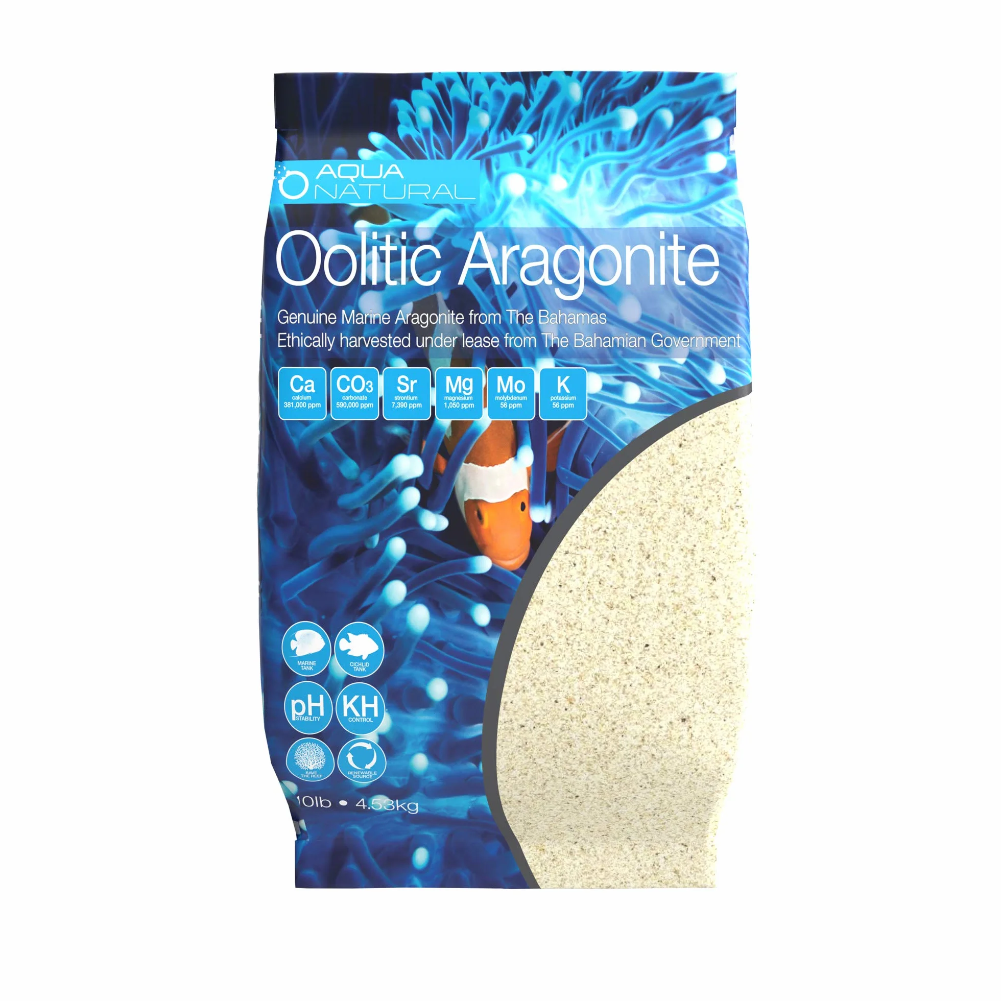 AQUANATURAL Oolitic Aragonite 4,5 kg Sabbia per acquari e acquari, per acquari e acquari, 4,53 kg (Confezione da 1)