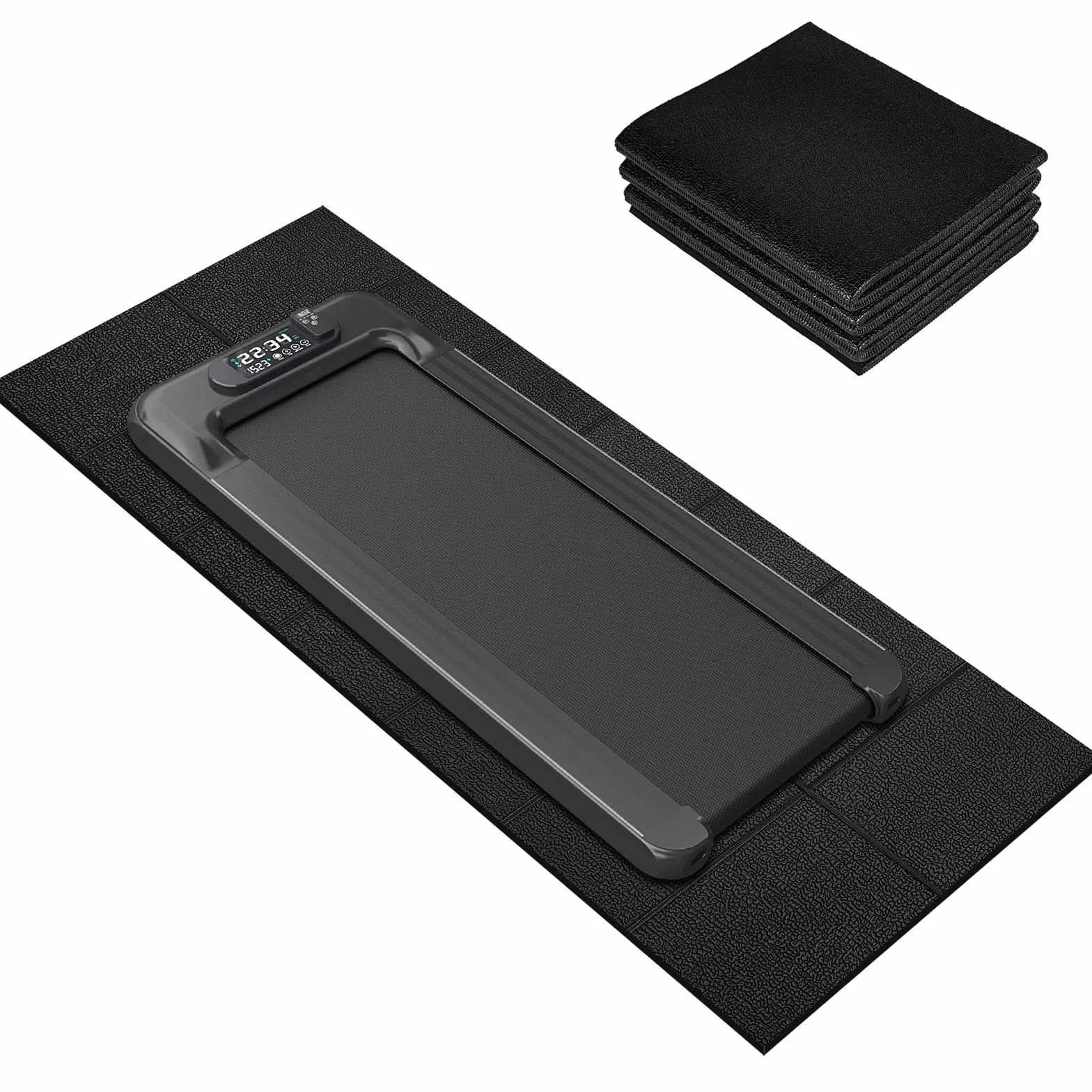 Tappetino per Tapis Roulant, 160 x 76 cm, Tappetino Palestra Spessore 6 mm, Pieghevole, per Tappeti, Pavimenti in Legno, Compatibile con Tappetino da Passeggio, Cyclette, Ellittica