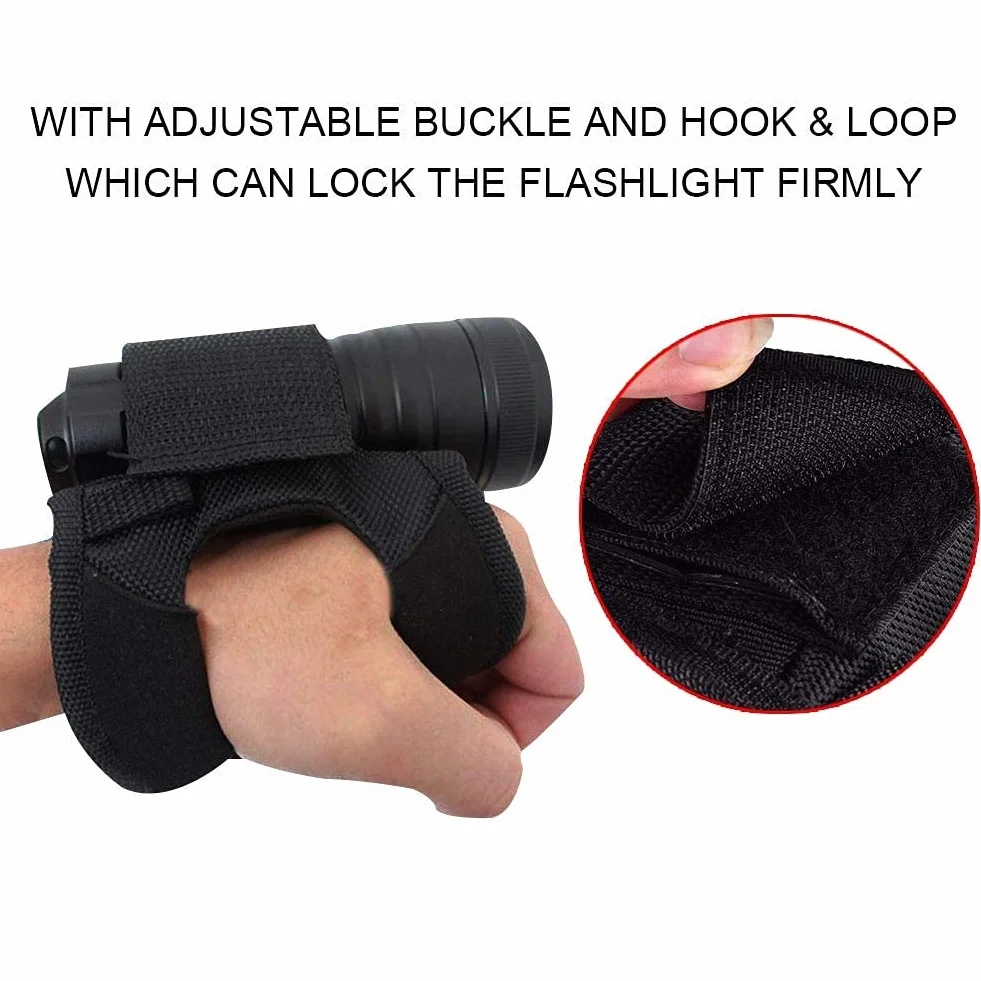 Guanto Porta Torcia, Guanto per Torcia Subacquea, Durevole Portatile Guanto da Polso Regolabile, Supporto Universale per Torcia a Mani Libere, Accessorio Subacqueo, Nero