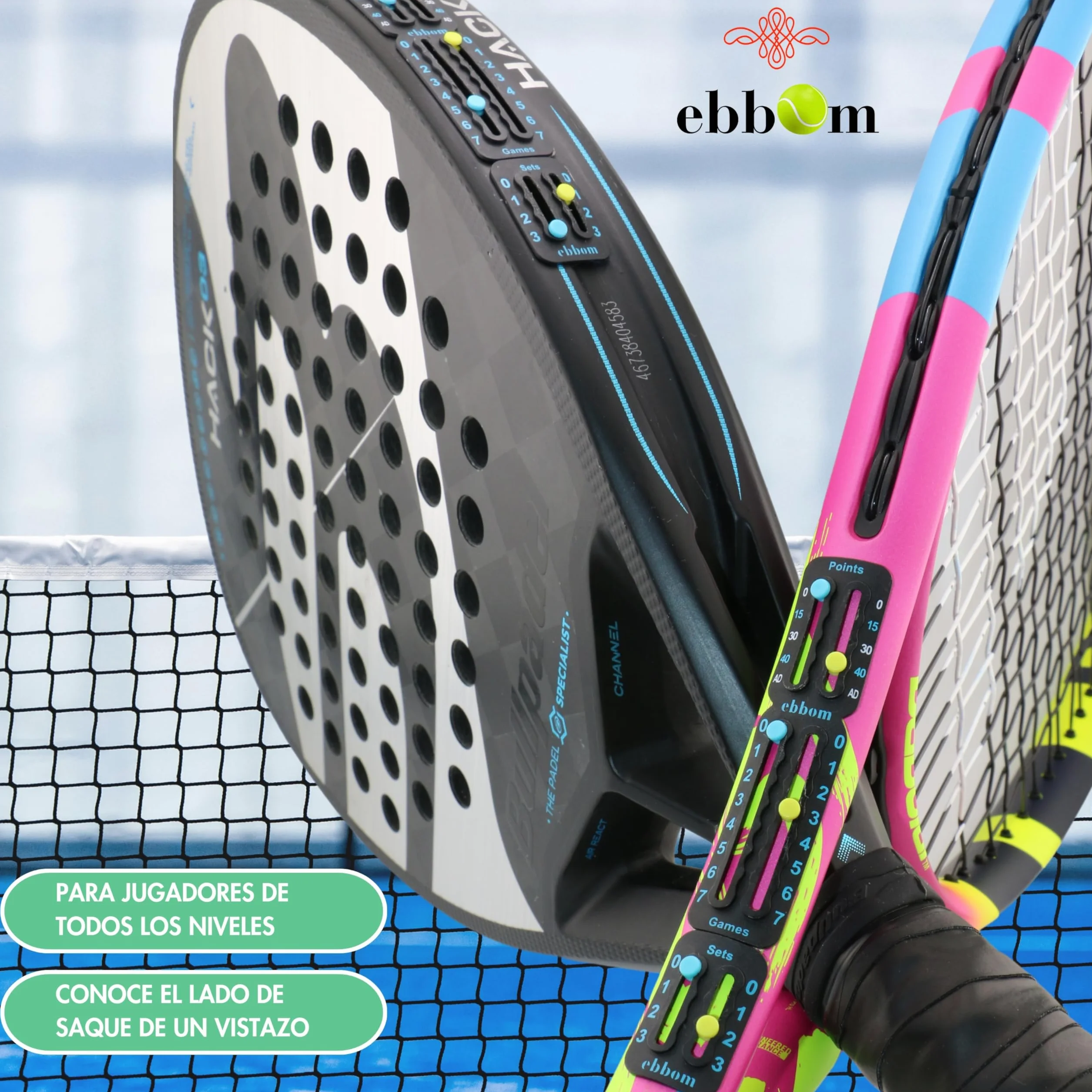 Segnapunti Padel e Tennis Ultralight con Adesivo 3M - 2 Overgrip B/N, 1 Pulitore - Accessori Padel