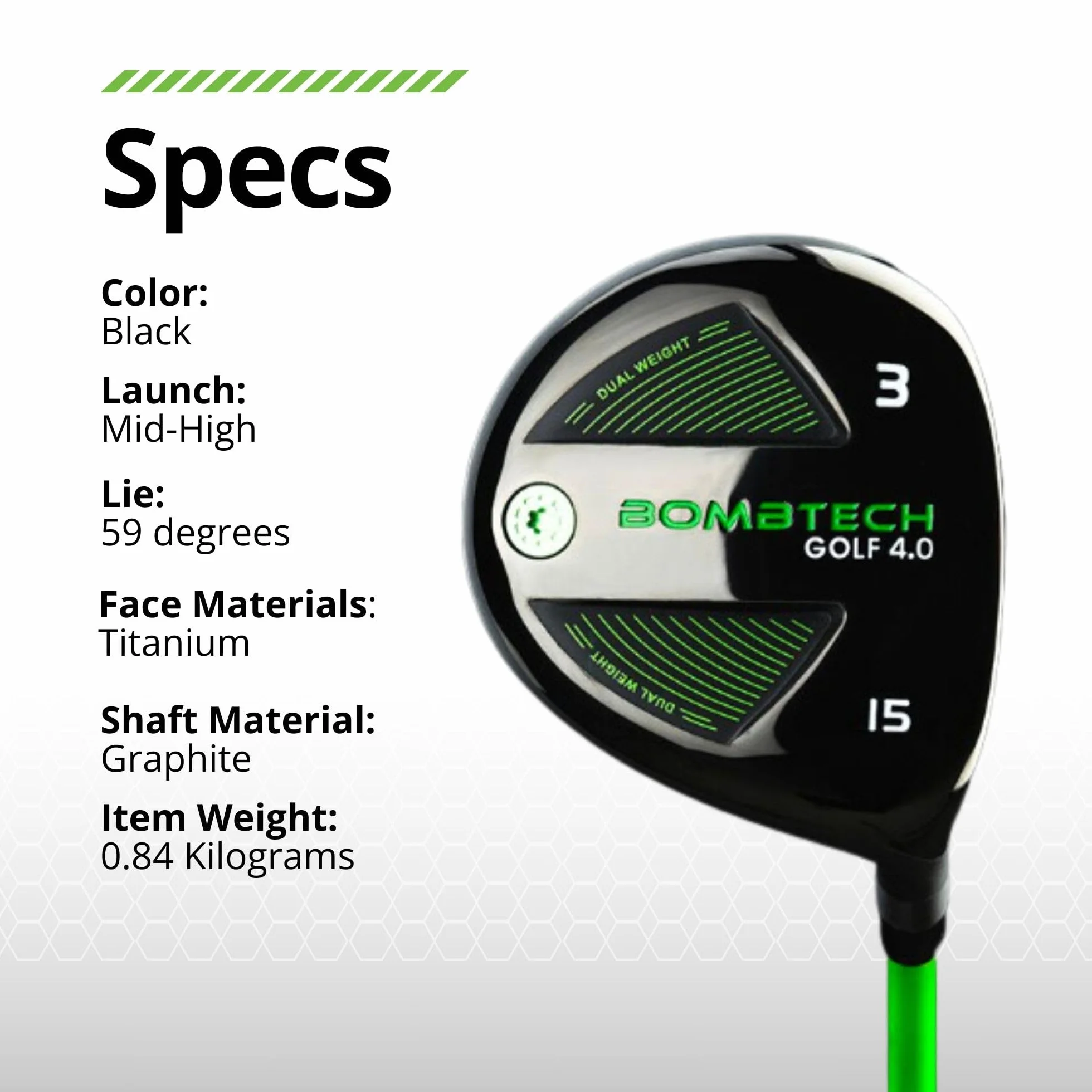 BombTech Golf - 4.0 Driver e 3 Legno Bundle - Premium Golf Wood Set per uomo - Facile da colpire Tee - Max perdono e precisione