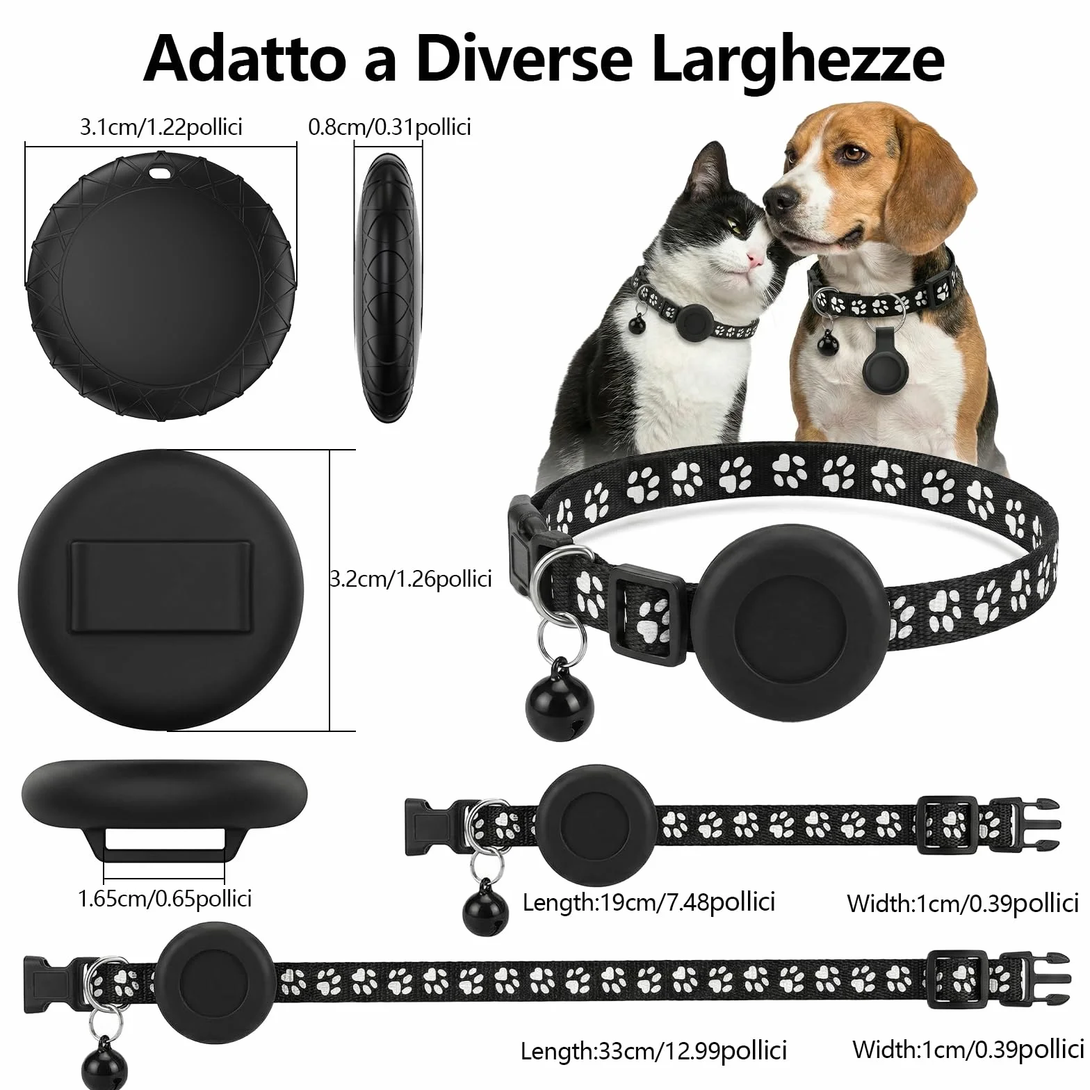 Collare GPS Gatto, Localizzatori GPS per Cani e Gatto, GPS per Cani Compatibile con iOS e Android, Nessun Abbonamento, Posizionamento Globale in Tempo Reale, per Animale Domestico, Impermeabile IPX6