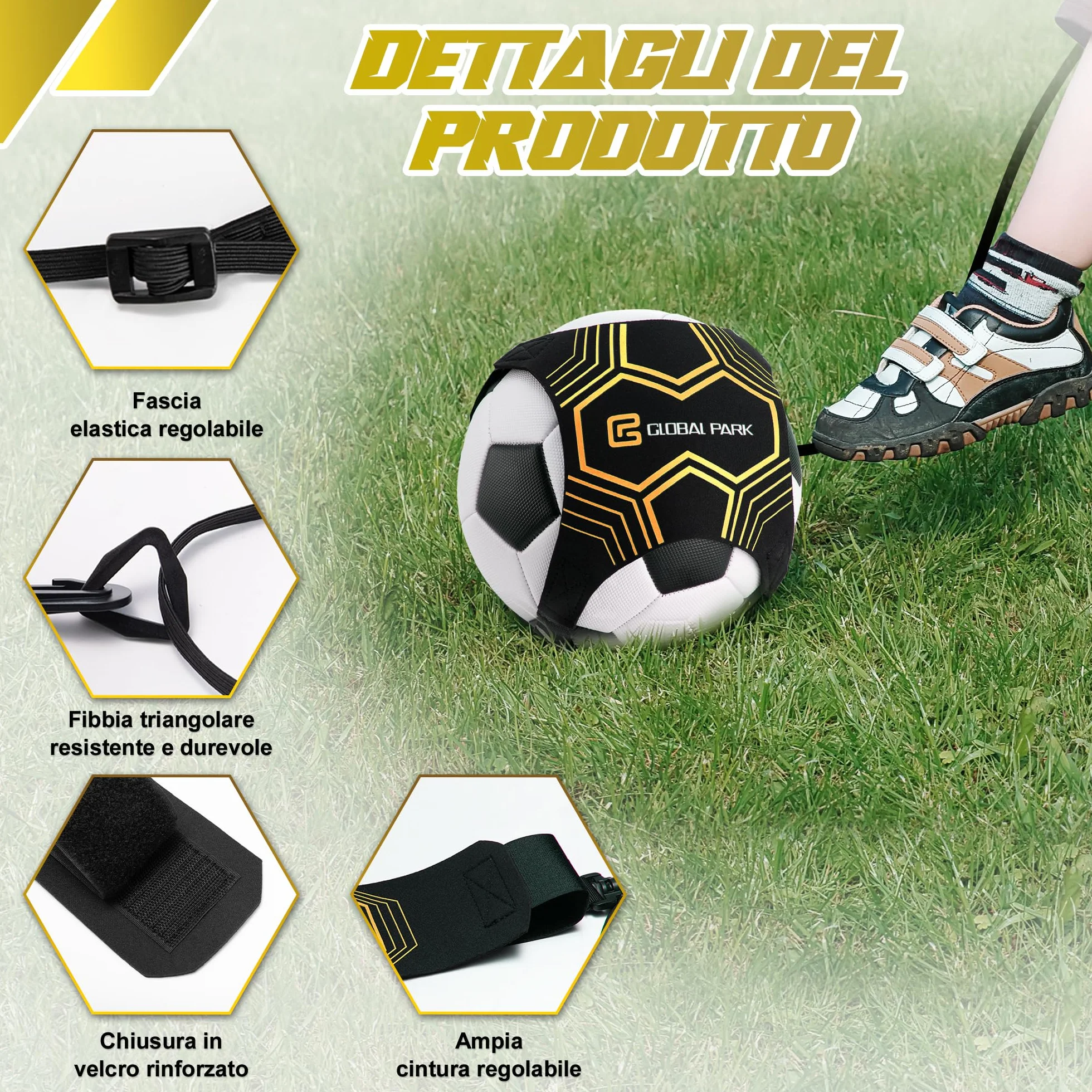 Global Park Trainer da Calcio Attrezzatura Banda Elastica Allenamento Individuale Cintura Regolabile Bambini Adulti