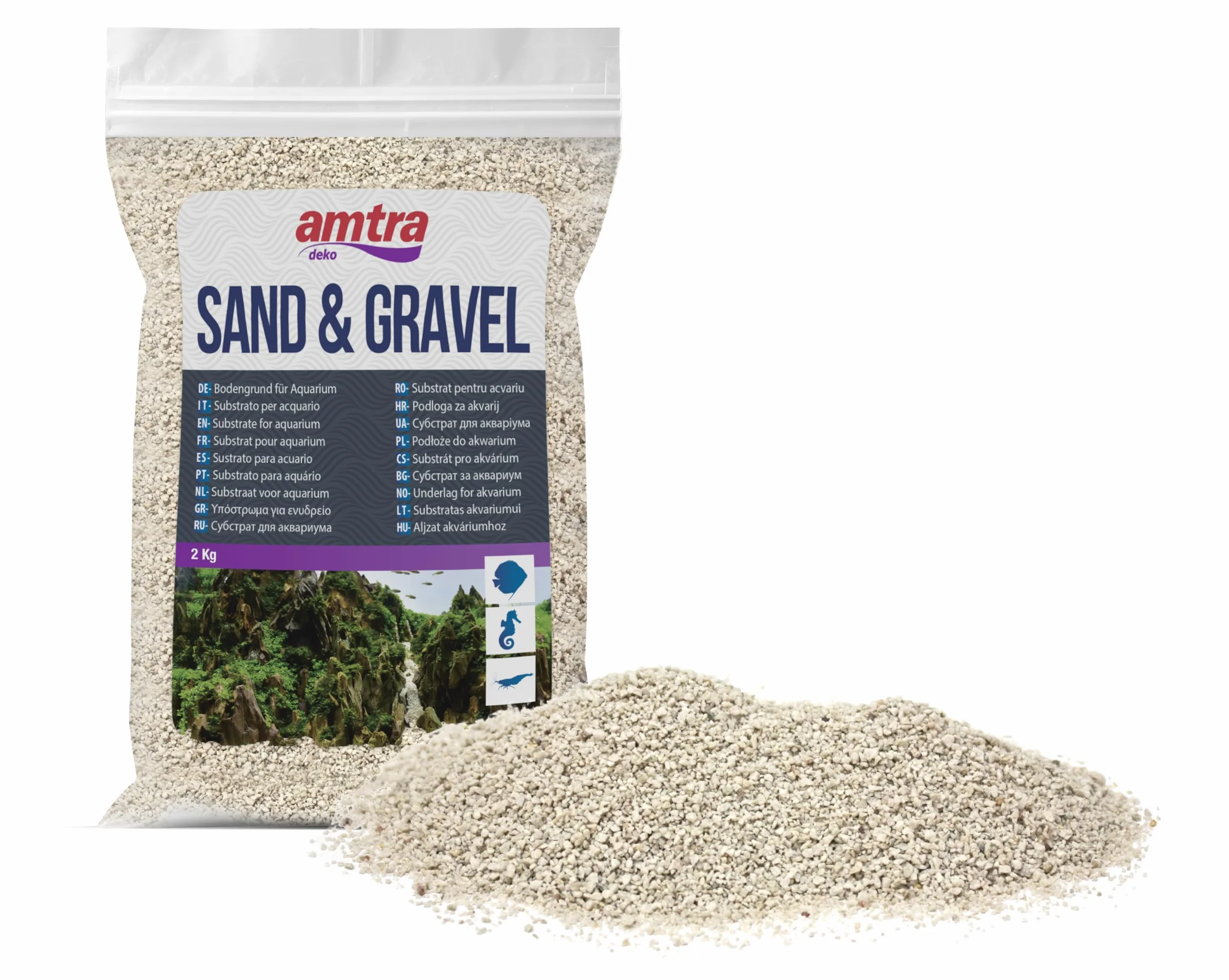 Amtra Quarzo bianco Avorio - Sabbia per acquari al quarzo bianco fine, per acqua dolce o salata, grani 1-3mm, Quantità 2 KG