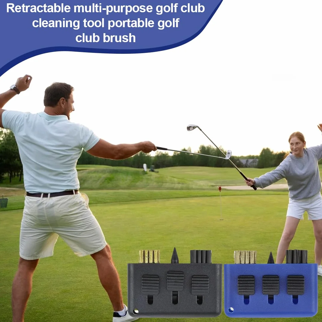 IKOPFLN 3 in 1 spazzola per mazze da golf kit pulizia scanalature e scarpe con portachiavi