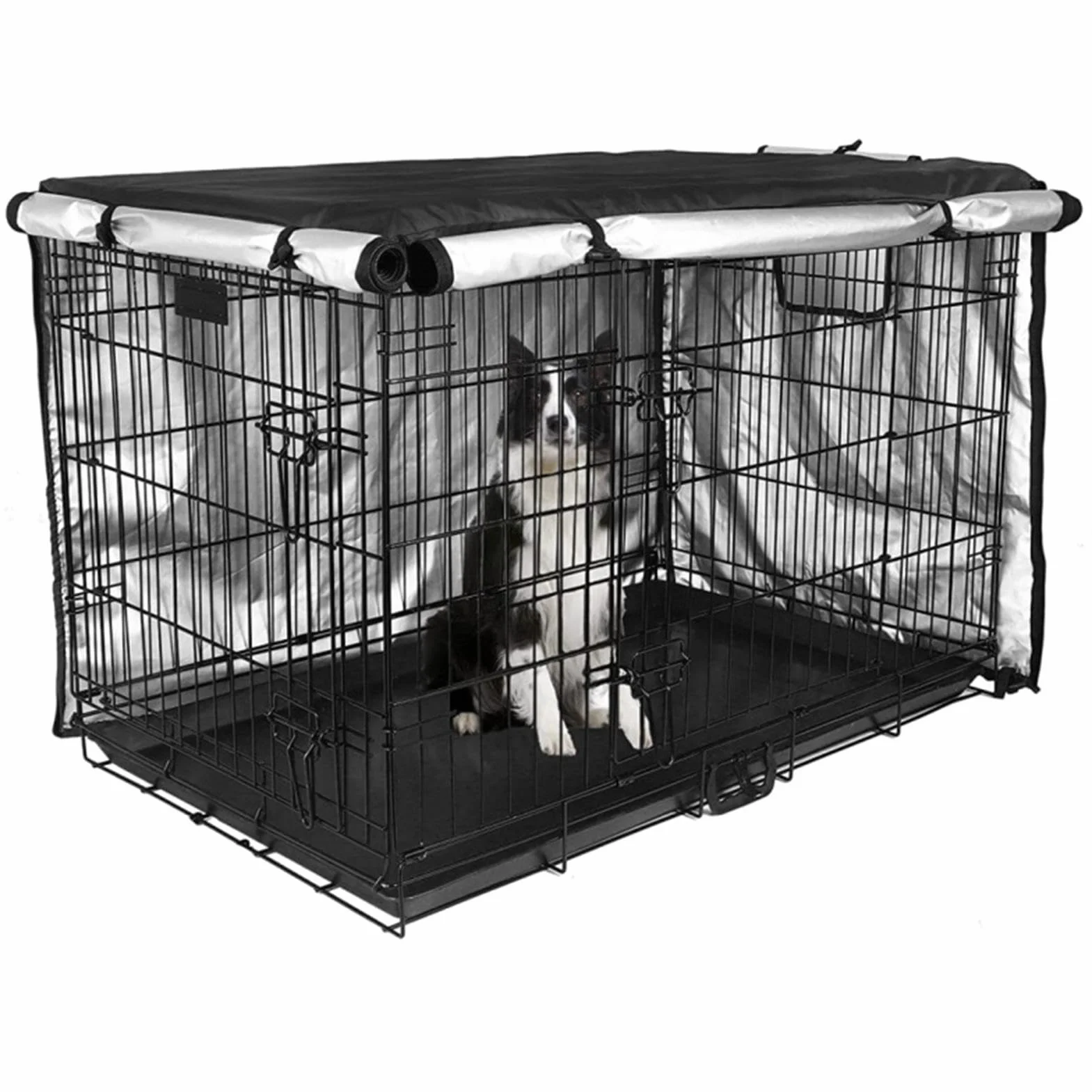 Copertura per cuccia per cani altamente isolata grandi dimensioni con finestra rivestita in argento