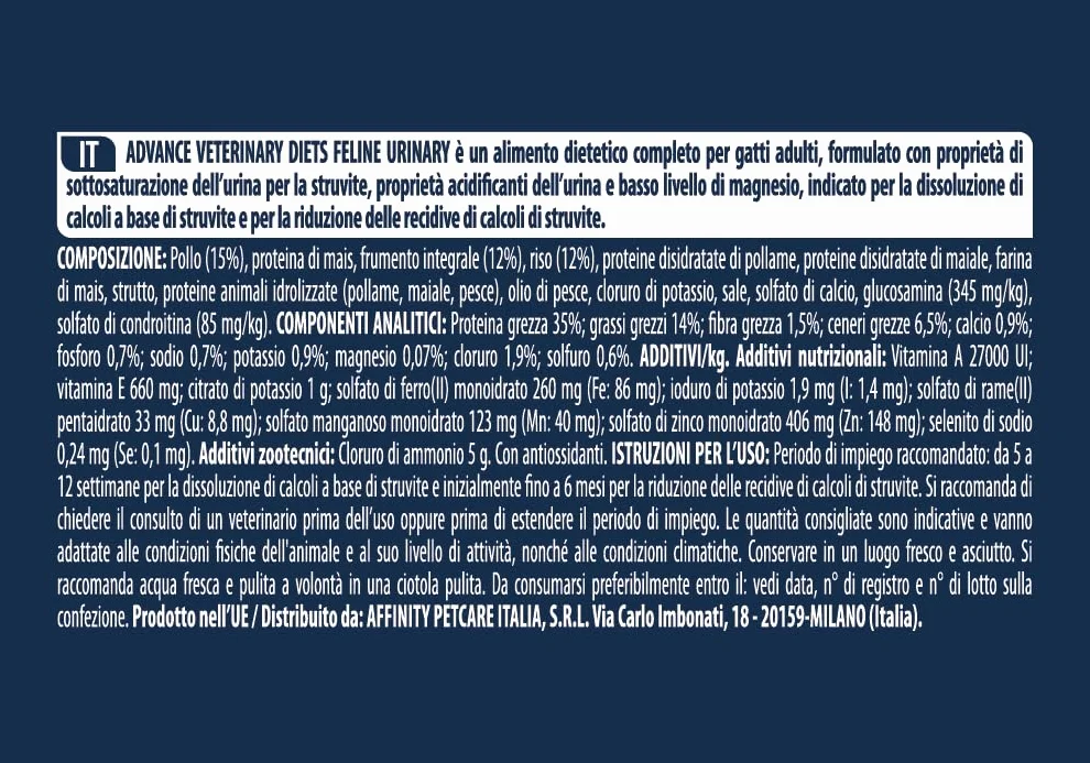 Advance Veterinary Diets - Urinary - Cibo per Gatti con Problemi del Tratto Urinario - 8kg